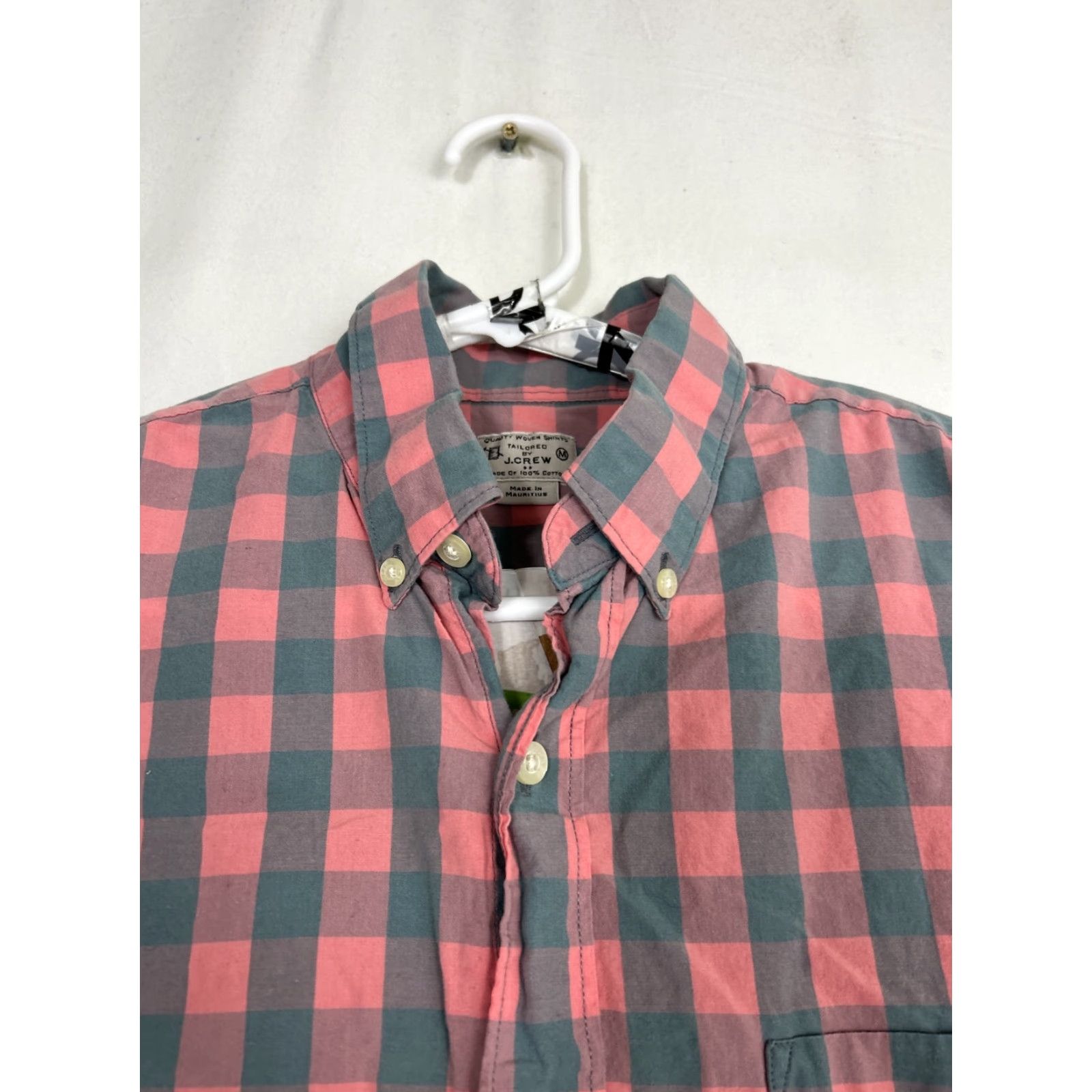 J.Crew J Crew Mens Medium Button Down Short Sleeve Plaid Pink Gray Shirt Size US M / EU 48-50 / 2 - 3 Thumbnail