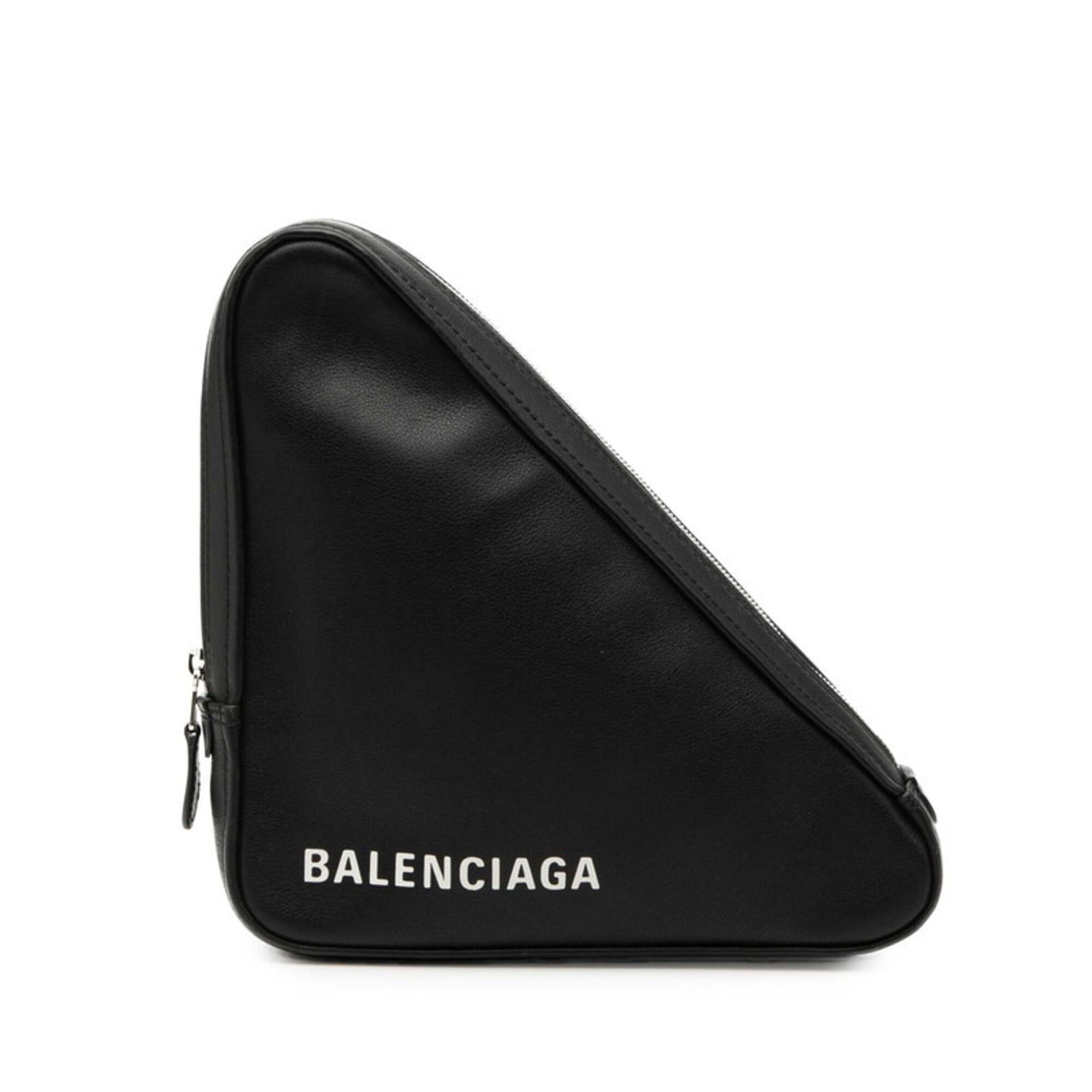 Balenciaga Balenciaga Triangle Clutch Bag, 476976, Black Leather, Women's, BALENCIAGA Size ONE SIZE - 1 Thumbnail
