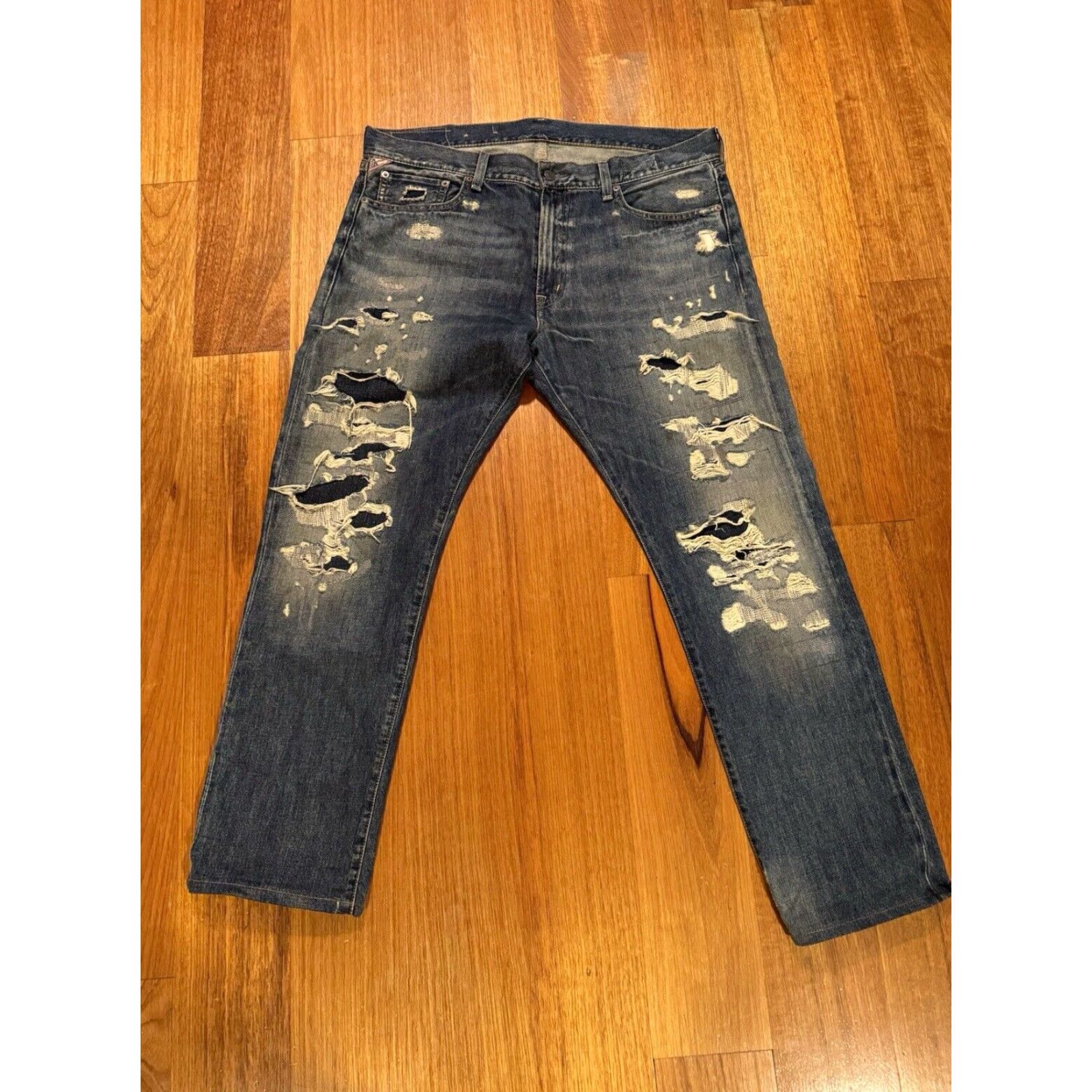 Vintage VINTAGE Ralph Lauren Denim Supply Prospect SLIM Distressed Jeans 36x32 Men Size US 36 / EU 52 - 2 Thumbnail
