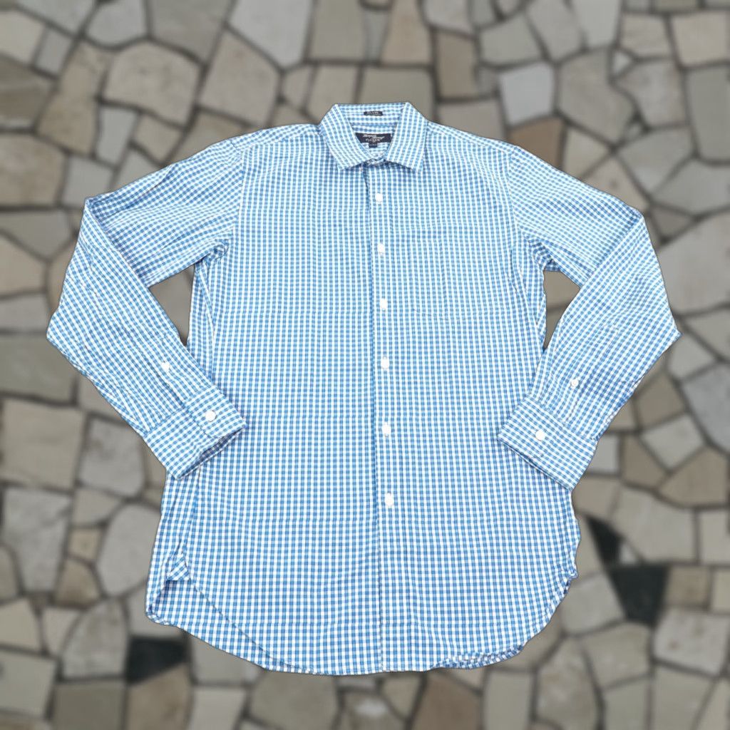 J.Crew VINTAGE J.CREW Shirt Mens Small Blue White Gingham Check Cotton Button-Down Long Sleeve Office Casual Size US S / EU 44-46 / 1 - 1 Thumbnail