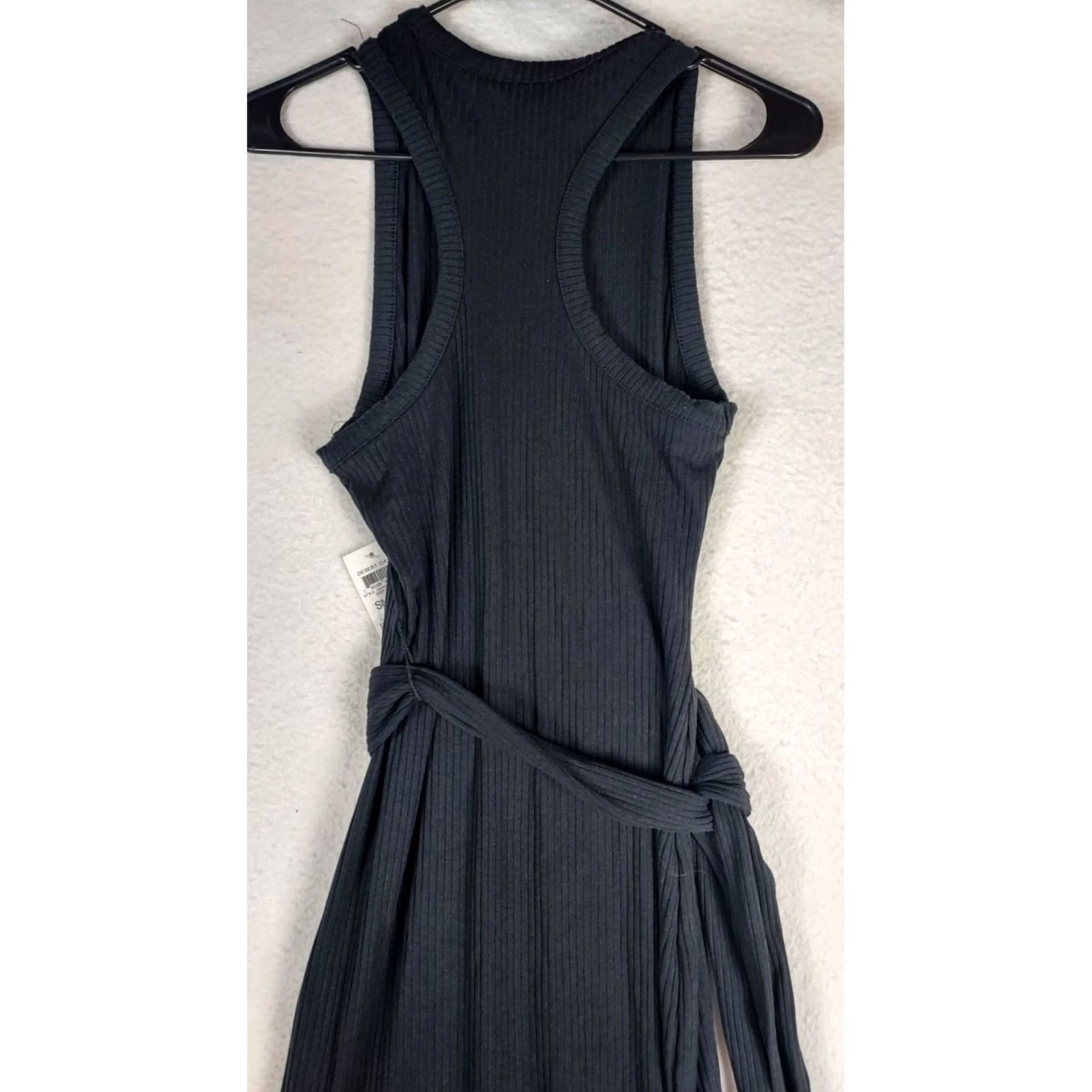 Bar III Bar III Women’s S Black Ribbed Midi Dress Sleeveless Tie Waist Bodycon Size S / US 4 / IT 40 - 3 Thumbnail