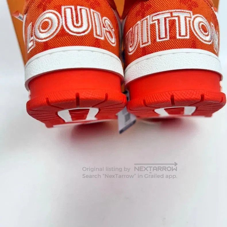 Louis Vuitton LV Leather Trainer Velcro Orange Size 8. Size US 8 / EU 41 - 4 Thumbnail