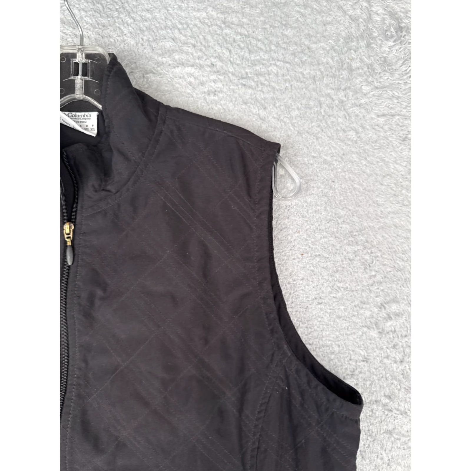 Vintage Columbia Vest Women XL Black Argyle Pattern 100% Polyester Full Zip Pockets Size XL / US 12-14 / IT 48-50 - 5 Thumbnail