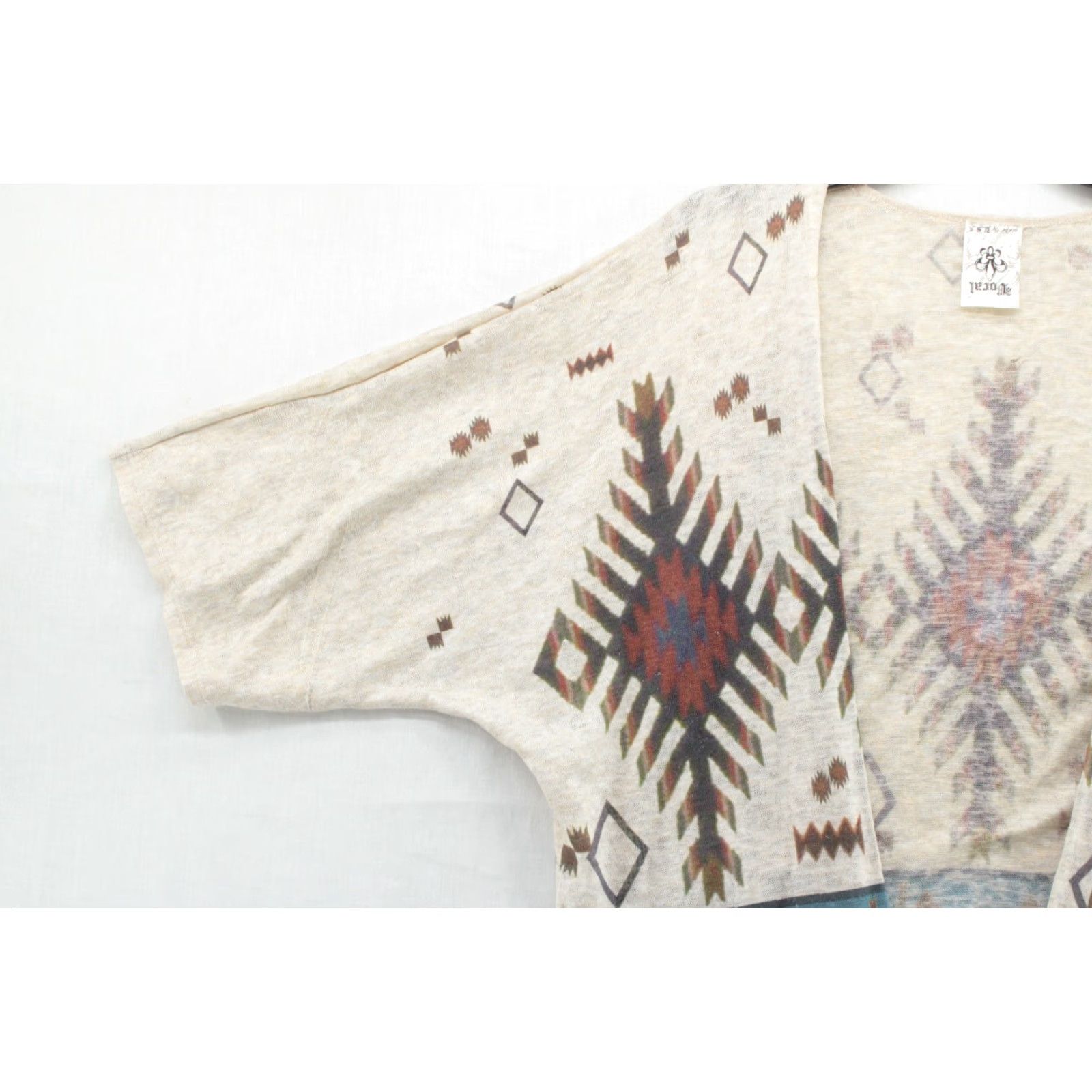 Vintage Vocal Cardigan Sweater Women's Large Beige Southwestern Print Y2K Boho Soft Cardigan Sweater Size L / US 10 / IT 46 - 2 Thumbnail