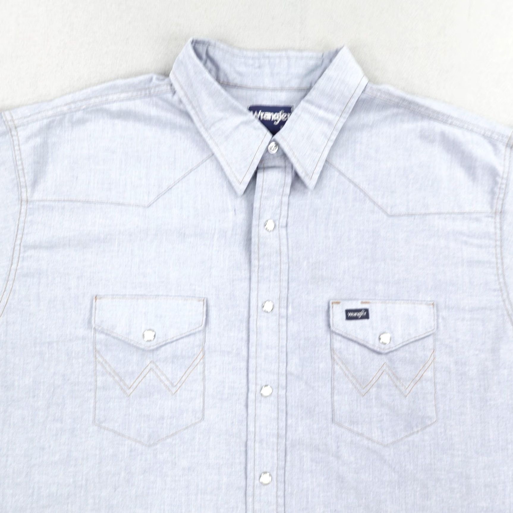 Wrangler Vintage Wrangler Shirt Mens 3XL Blue Chambray Western Pearl Snap X Long Tails Size US XL / EU 56 / 4 - 2 Thumbnail