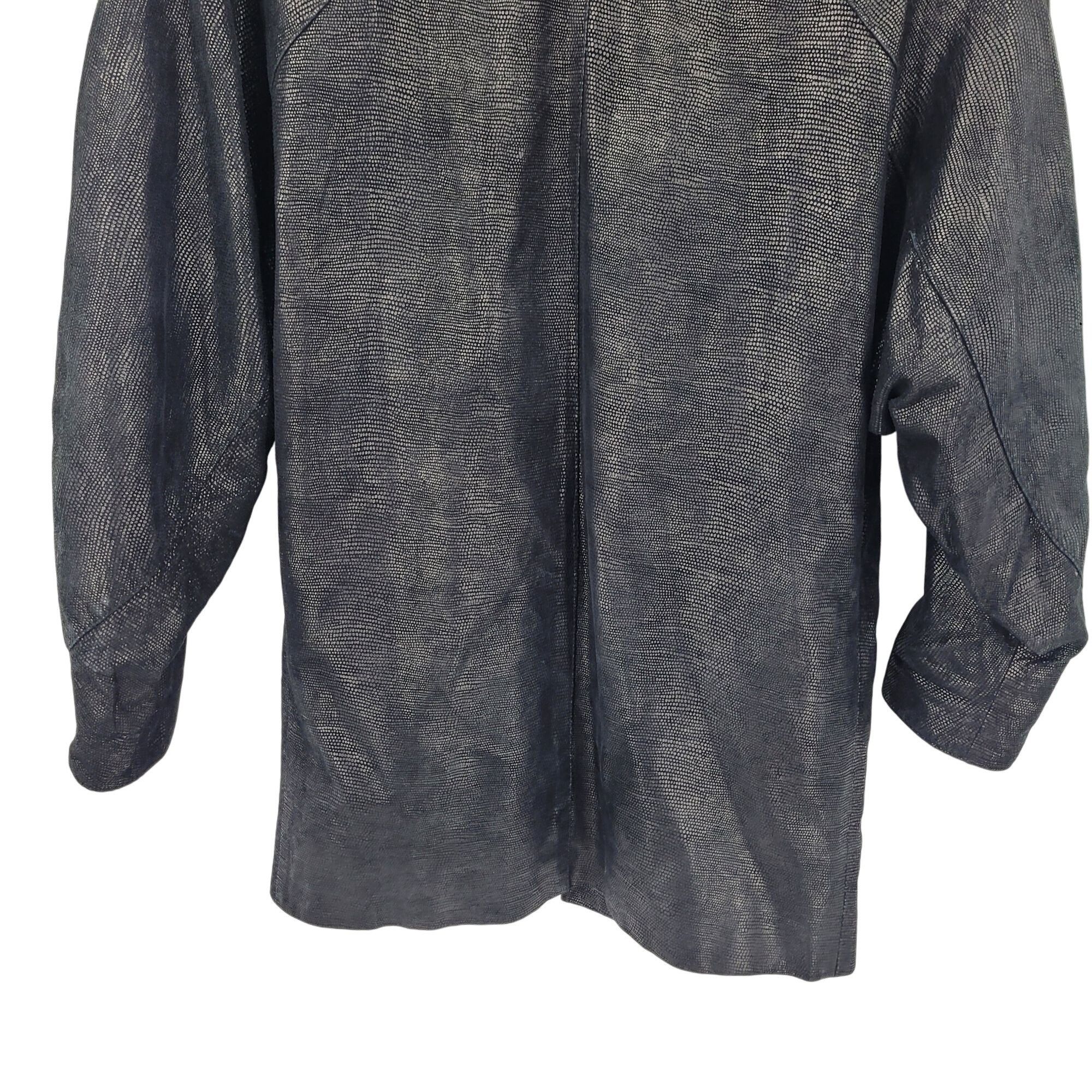 Vintage Vtg 80s Genuine Leather Jacket Sz L Black Oil Slick Textured Size L / US 10 / IT 46 - 11 Thumbnail