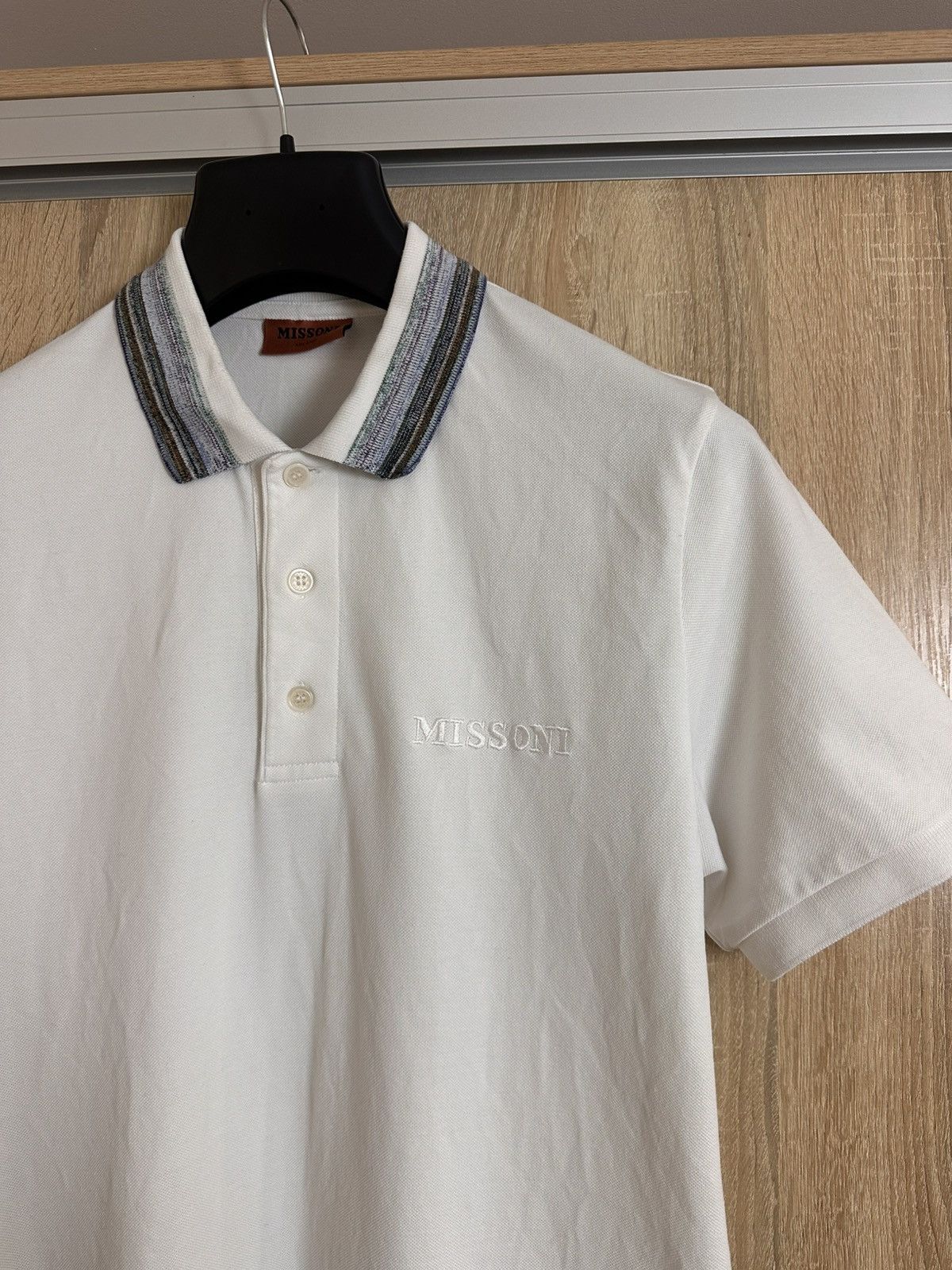 Missoni 🔥 Missoni White Space Dyed Polo Logo T Shirt Cotton Size US L / EU 52-54 / 3 - 1 Thumbnail