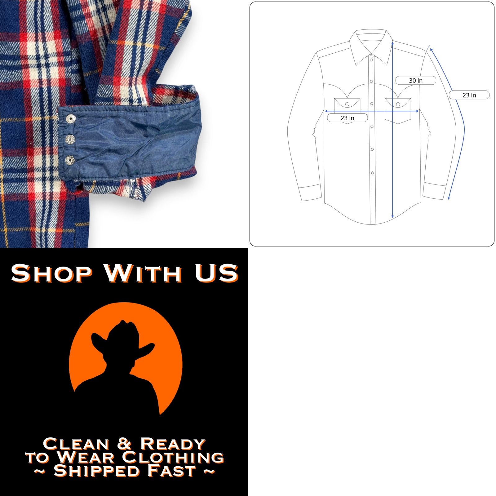 Vintage VINTAGE KP Western Shirt Adult LARGE Blue Red Plaid Acrylic Pearl Snap Workwear 70s Size US L / EU 52-54 / 3 - 8 Thumbnail