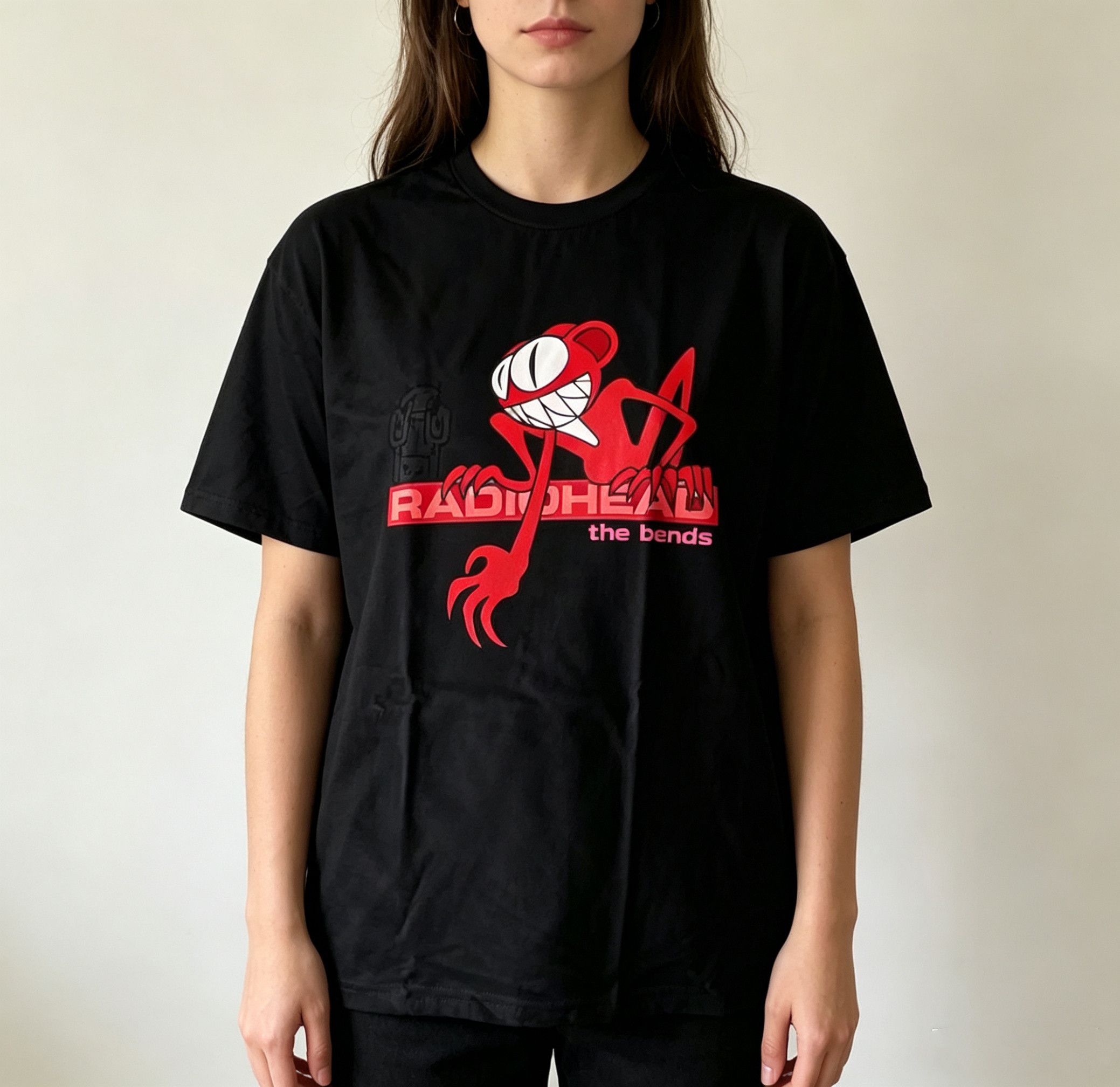Japanese Brand Streetwear Red Monster Radiohead Print Black T-Shirt Size US XL / EU 56 / 4 - 4 Thumbnail