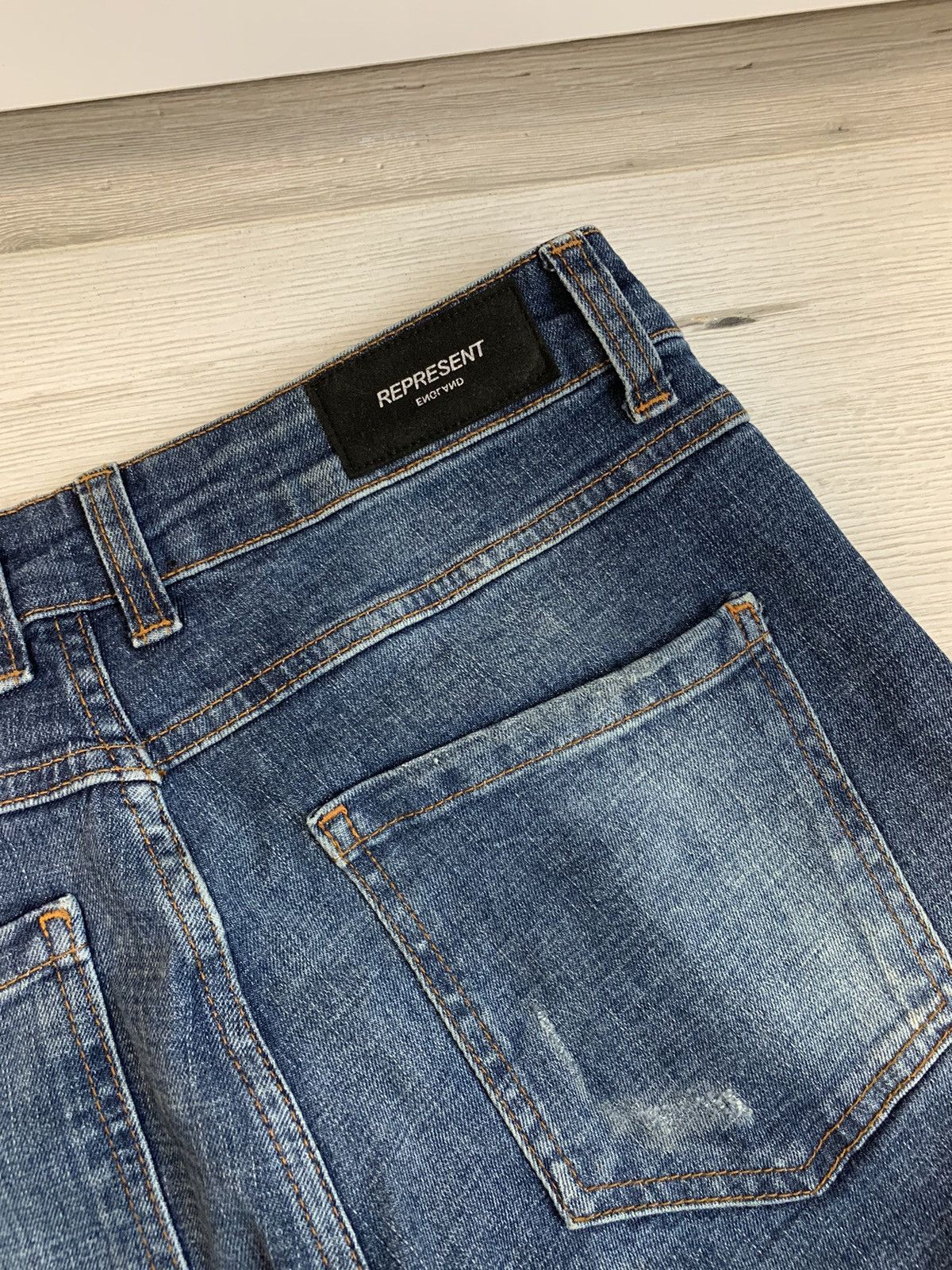 Japanese Brand × Represent Clo. Represent Co. Blue Washed Biker Denim Slim Fit Jeans Y2K Size US 30 / EU 46 - 5 Thumbnail
