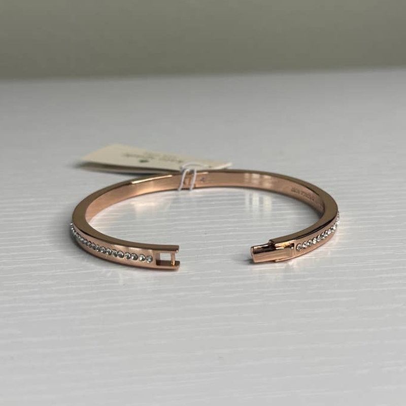 Kate Spade Kate Spade Rose Gold Tone Clear Pave Hinged Bangle Bracelet Size ONE SIZE - 4 Thumbnail