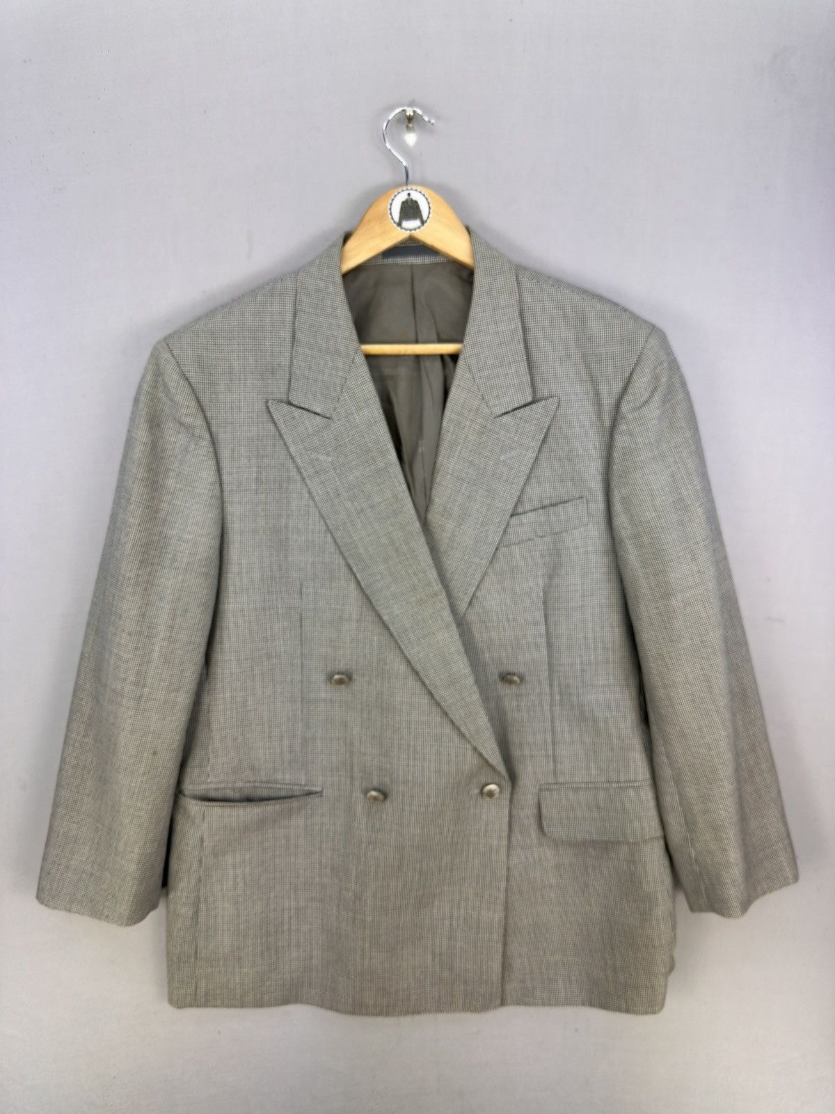 Burberry Vintage Burberrys Houndstooth Silk & Kid Mohair Coat Jacket Size US L / EU 52-54 / 3 - 1 Thumbnail
