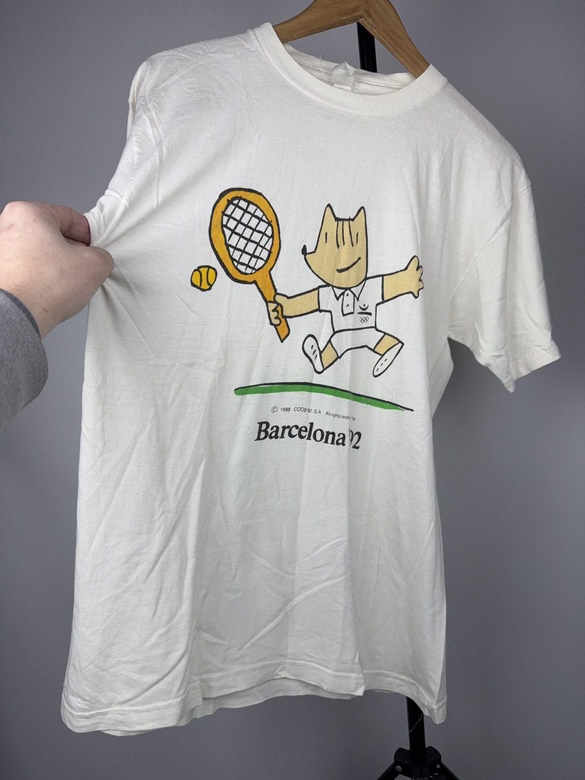 Vintage Rare 90s Vintage Barcelona 1992 Cobi Olympic Tennis T-Shirt Size US S / EU 44-46 / 1 - 6 Thumbnail