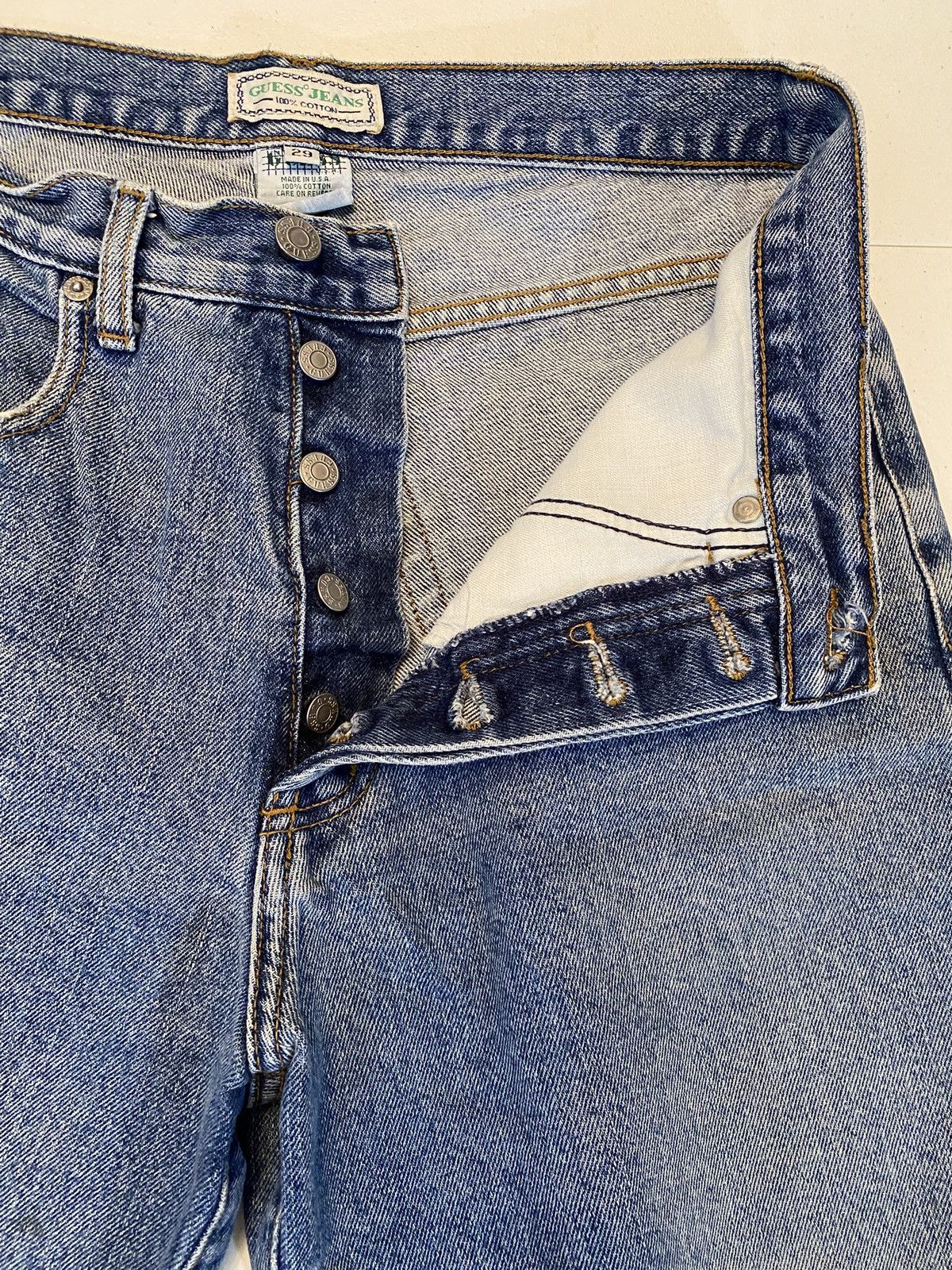 Guess Vtg 90’s Guess Denim Shorts Green Triangle Made in USA 29 Size US 29 - 13 Thumbnail