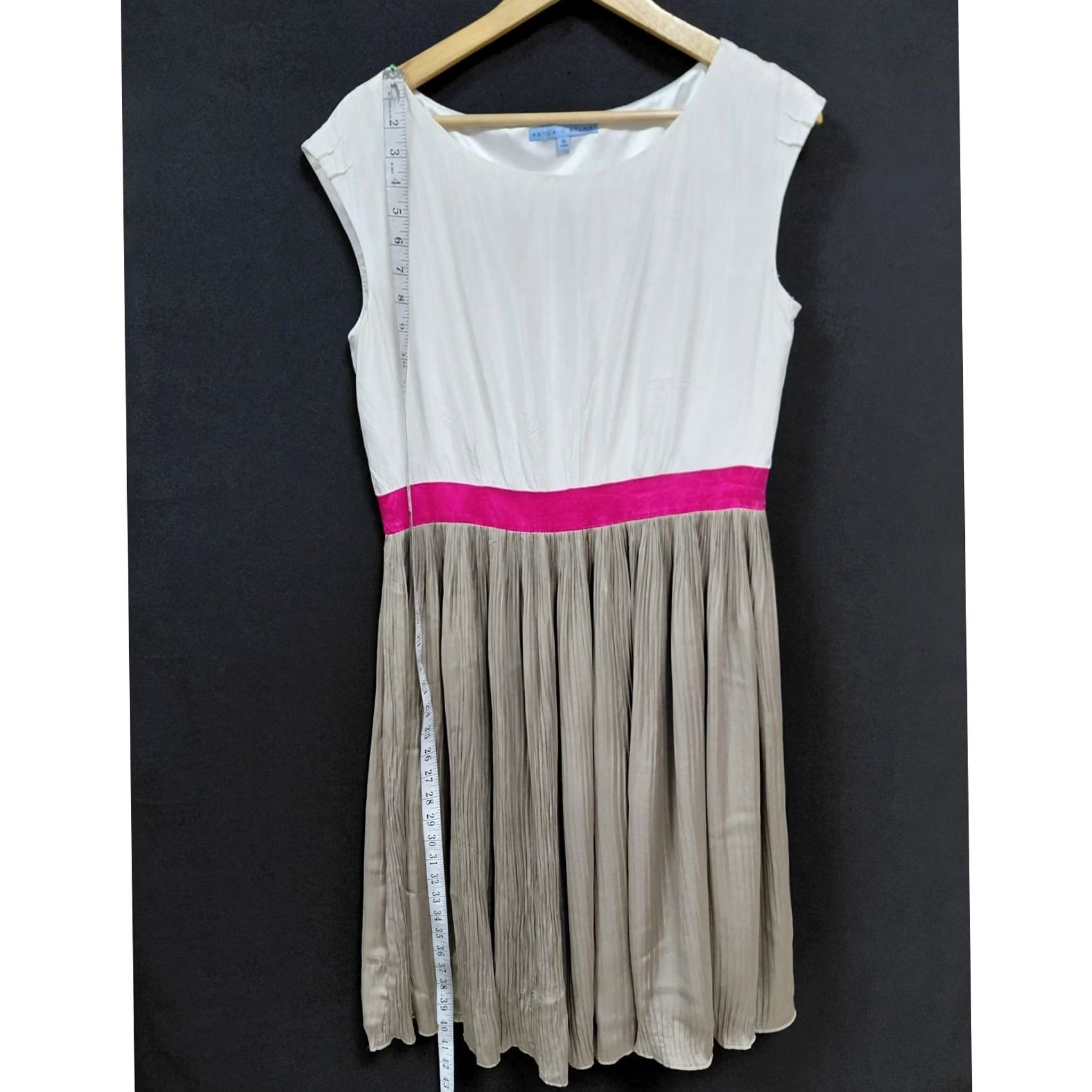 Vintage Antonio Melani Dress Womens 10 White Combo Pink Solid Sleeveless Knee Length Size Size L / US 10 / IT 46 - 7 Thumbnail