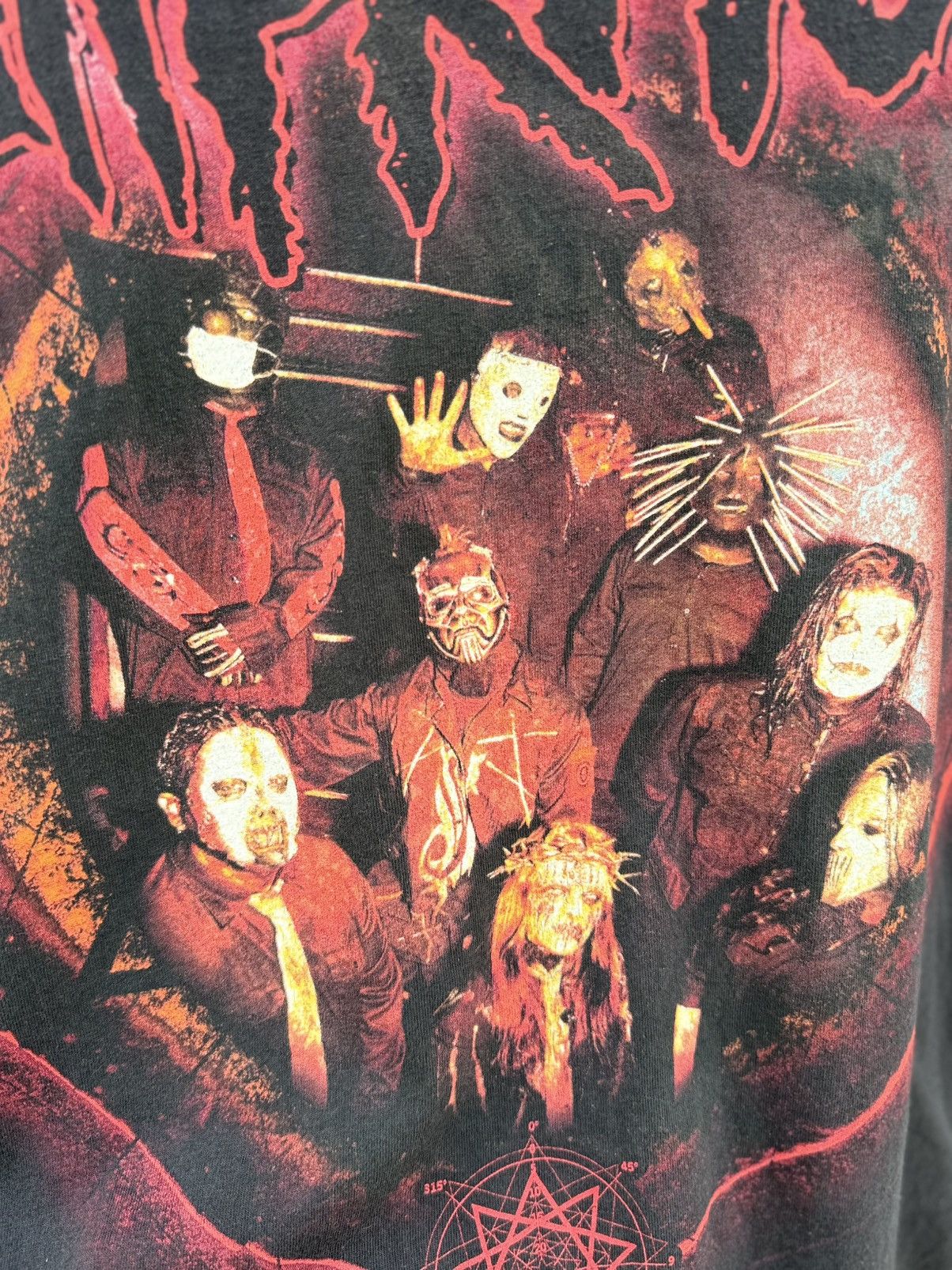 Band Tees Thrashed Y2K Slipknot Lineup Distressed Sun Faded Grunge T Size US XL / EU 56 / 4 - 12 Thumbnail