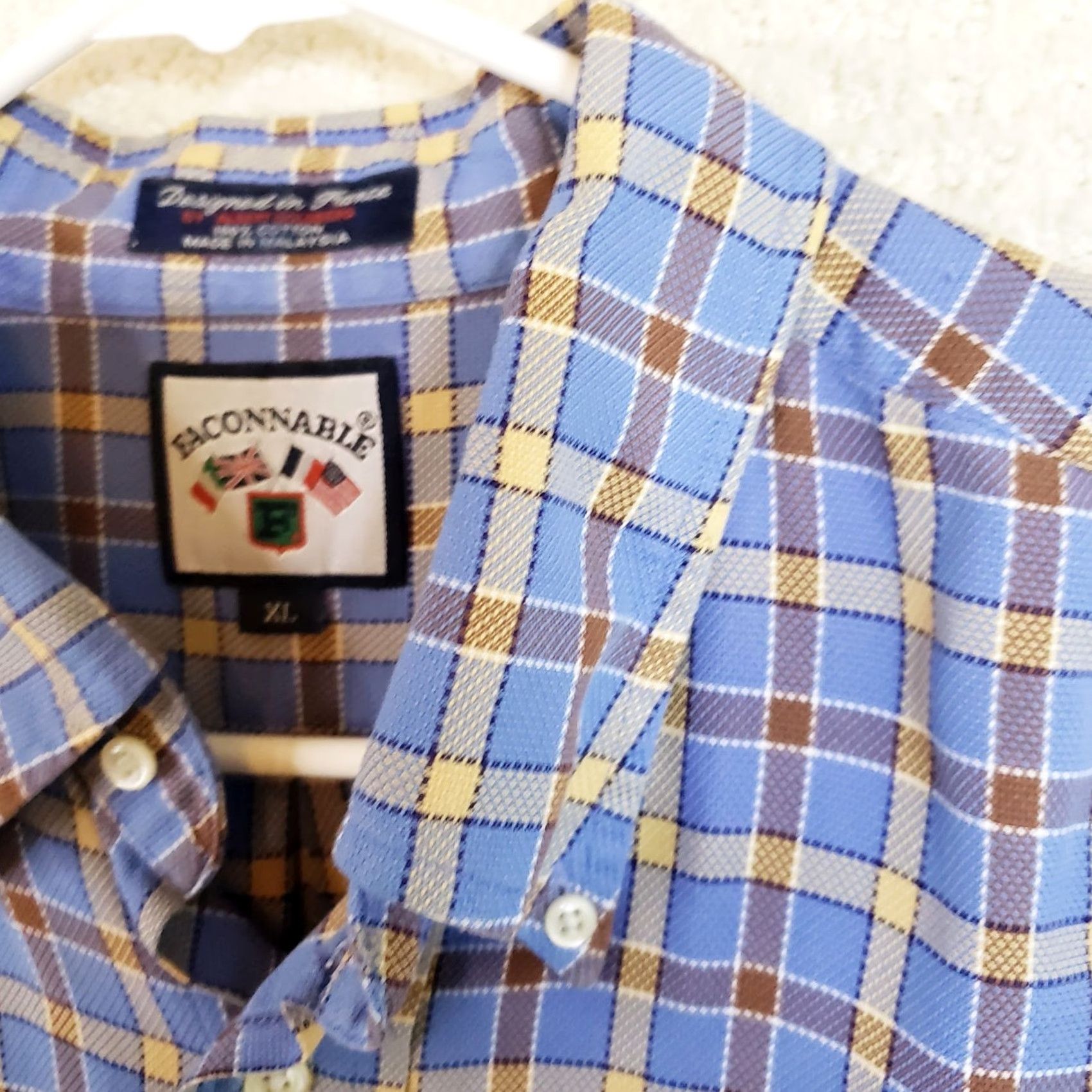 Faconnable VINTAGE Façonnable Shirt XL Light Blue Button-Down Long Sleeve Plaid Big Weave Casual Mens Size US XL / EU 56 / 4 - 6 Thumbnail