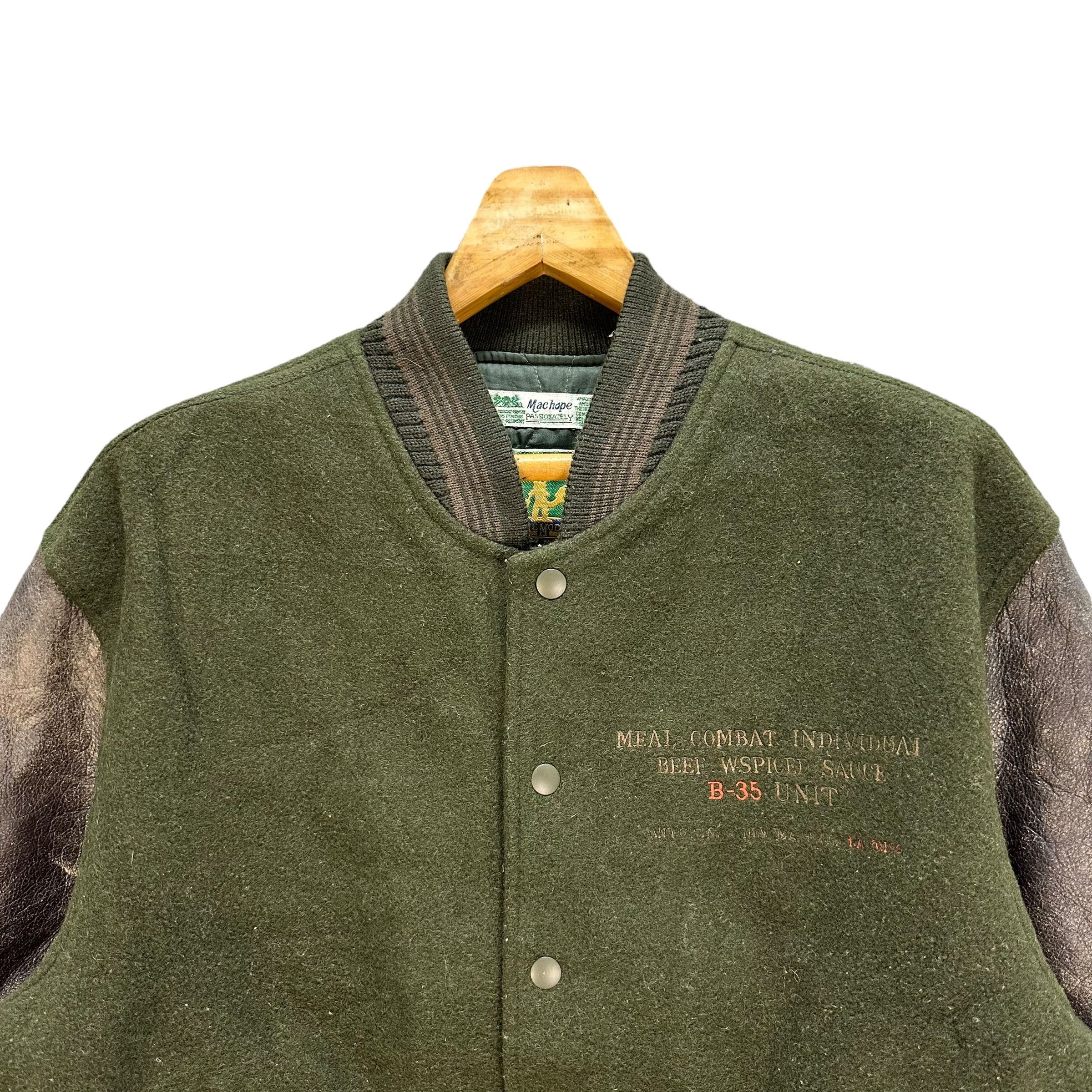 Vintage US MAC HOPE Big Logo Leather Wool Stadium Jacket #A11-0265 Size US L / EU 52-54 / 3 - 4 Thumbnail