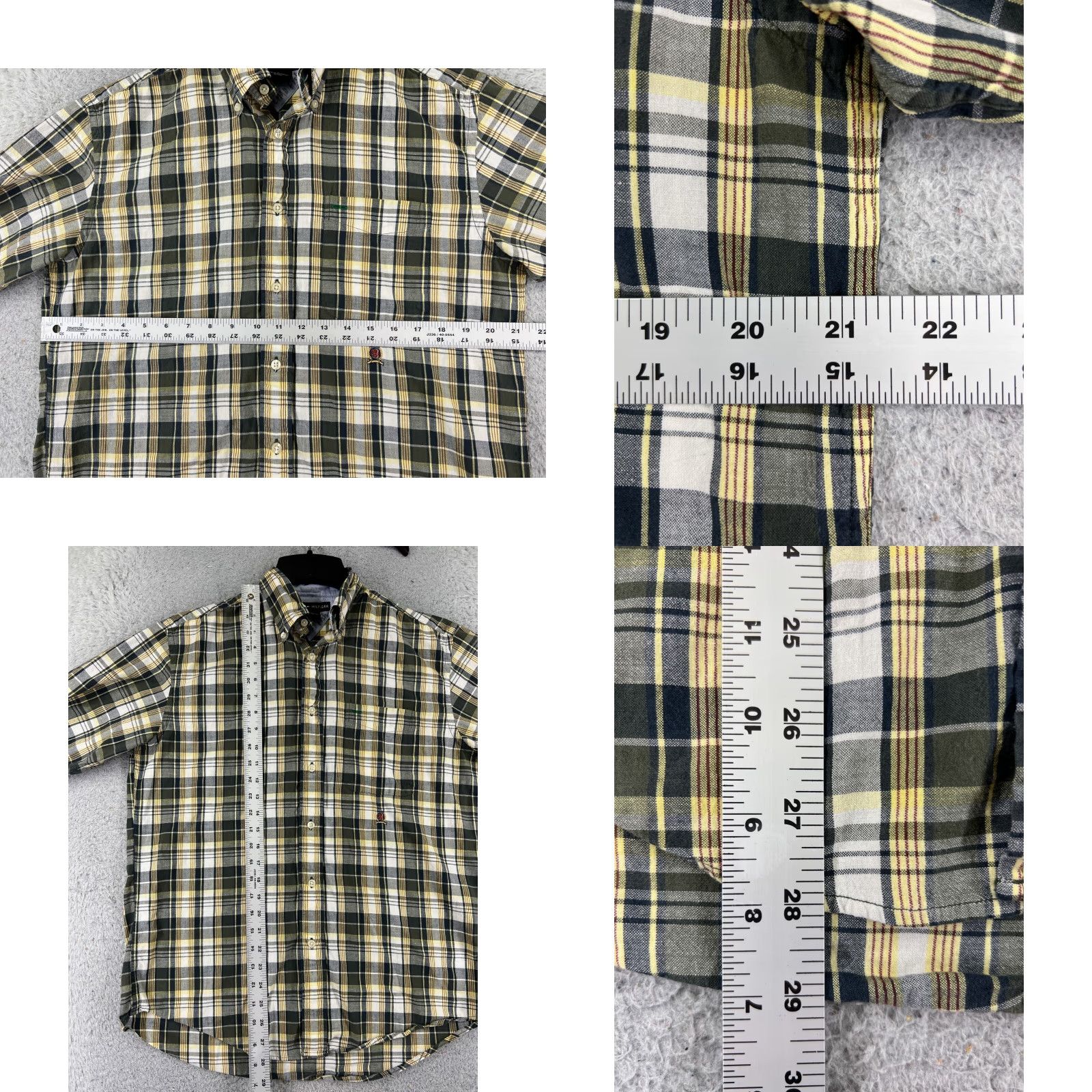 Tommy Hilfiger Tommy Hilfiger Shirt Men Small Yellow Black Plaid Button-Up Short Sleeve Cotton Size US S / EU 44-46 / 1 - 8 Thumbnail