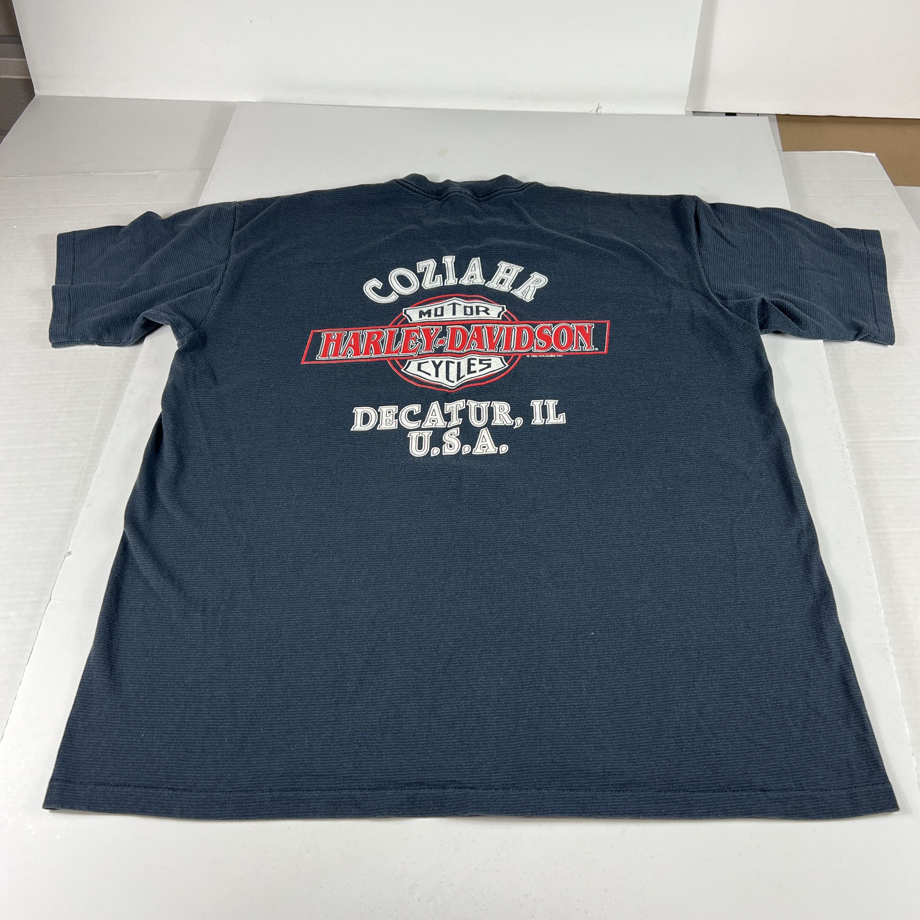 Harley Davidson × Vintage VTG 90s Harley Davidson Decatur Pinstripe Single Stitch Size US L / EU 52-54 / 3 - 8 Thumbnail