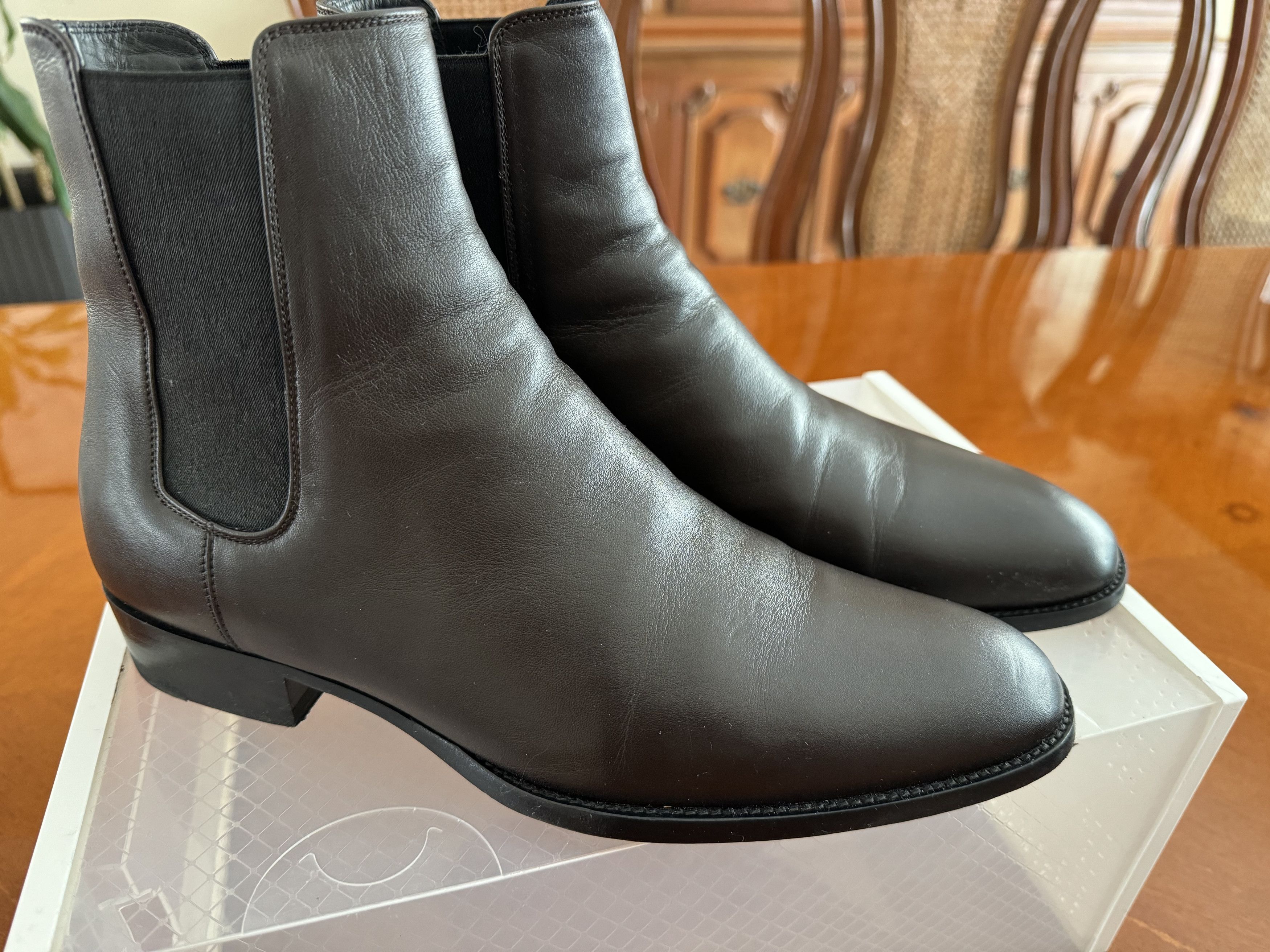 image of Saint Laurent Paris Saint Laurent Wyatts In Dark Brown Shoes in Chocolate Brown, Men's (Size 7)