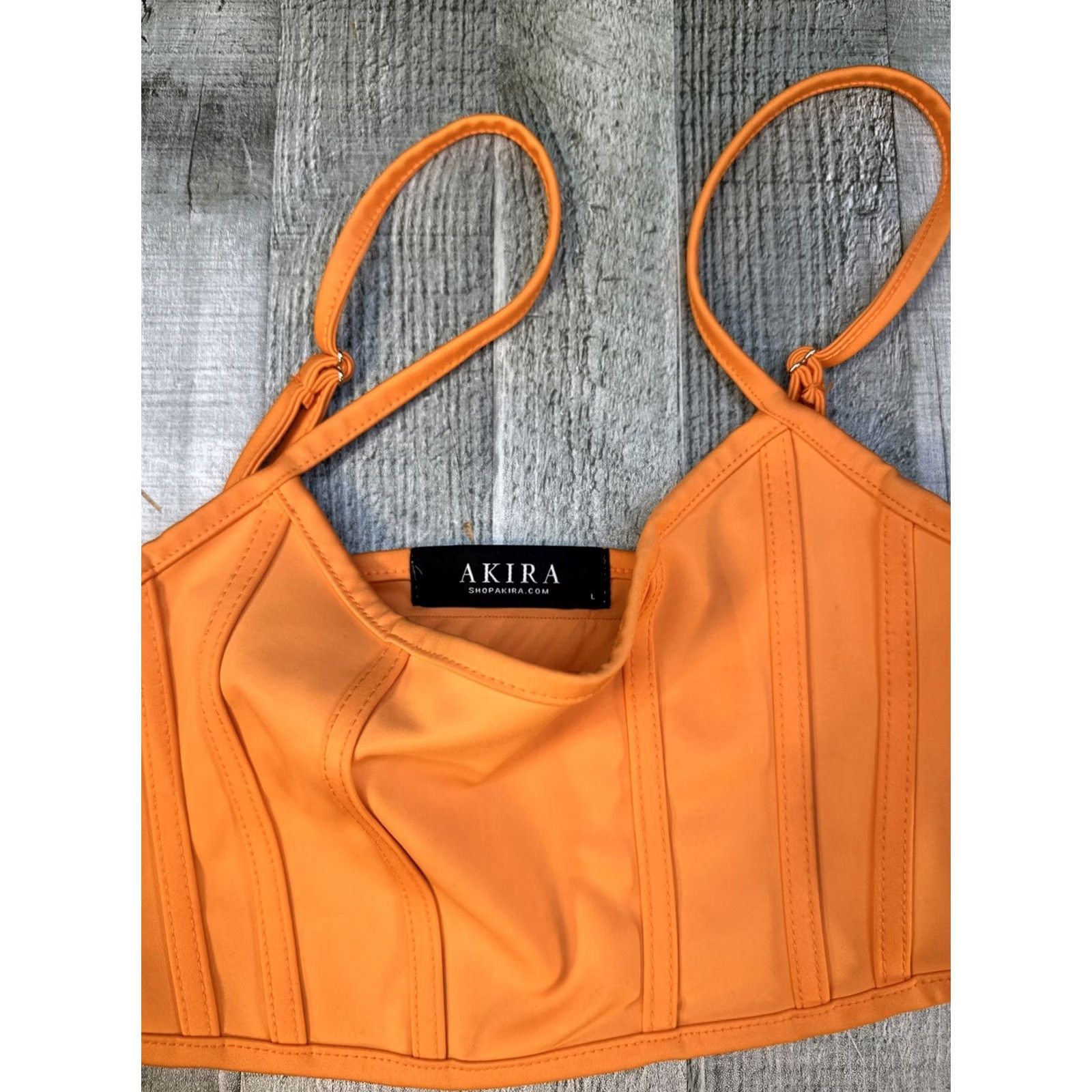 Akira VINTAGE? Akira Orange Women Crop Top L Straps Tank Top Ladies L Orange CROPPED STRAP LUXE Women’s Tank Top Size L / US 10 / IT 46 - 2 Thumbnail