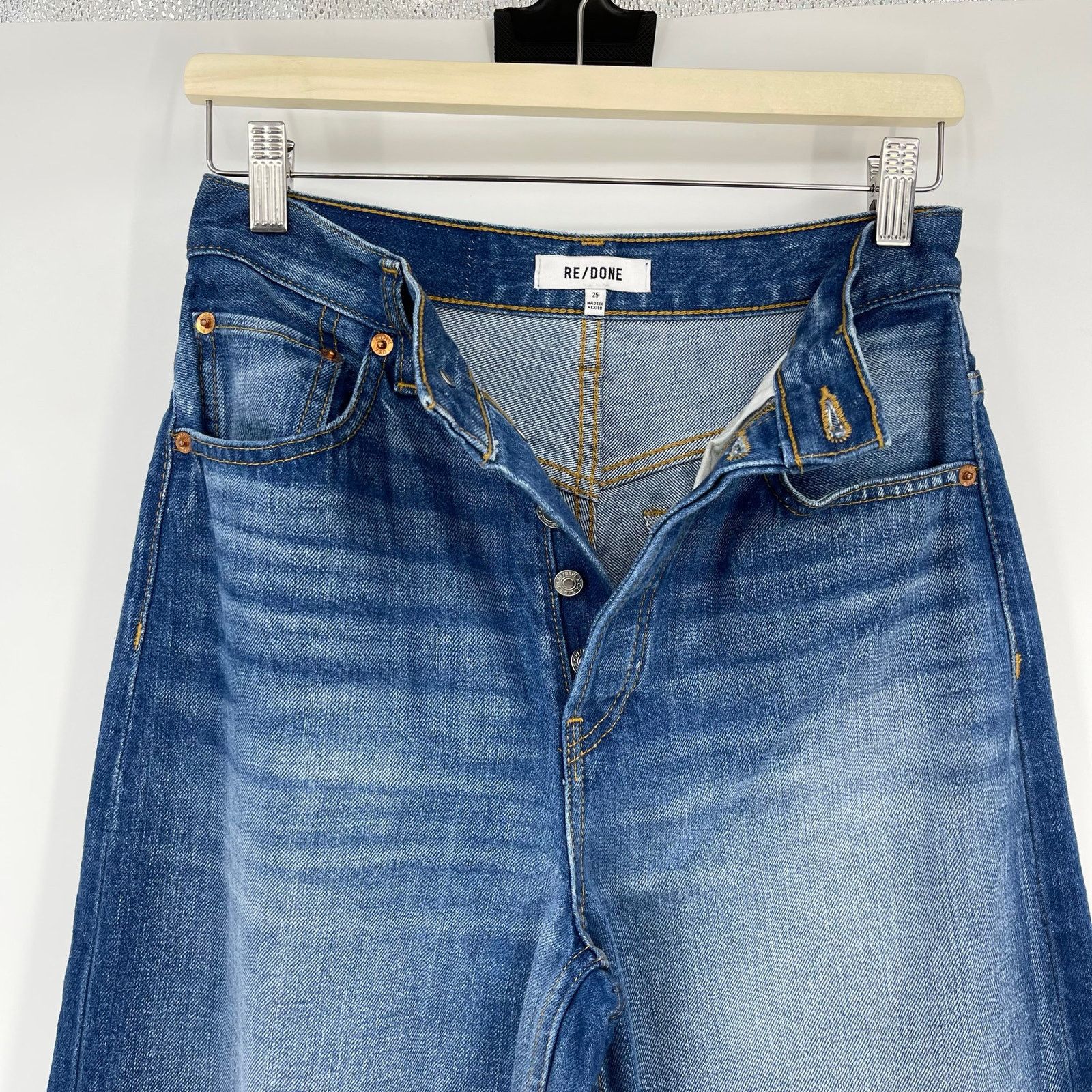 RE/DONE RE/DONE | The Marielou in Viper Blue Wide Leg Jeans 25 Size 25" / US 0 / IT 36 - 7 Thumbnail