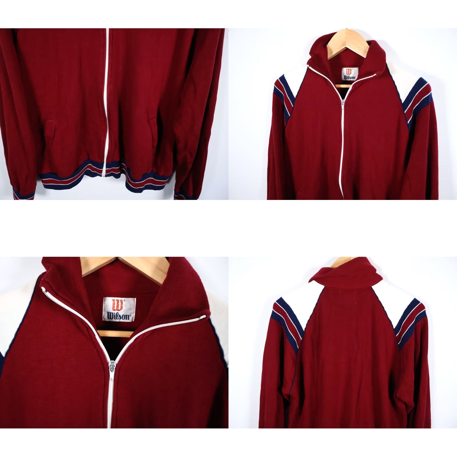 Wilson VINTAGE Wilson Full Zip Sweatshirt Mens XL Red White Lightweight Acrylic 80s Retro Jacket Size US XL / EU 56 / 4 - 8 Thumbnail