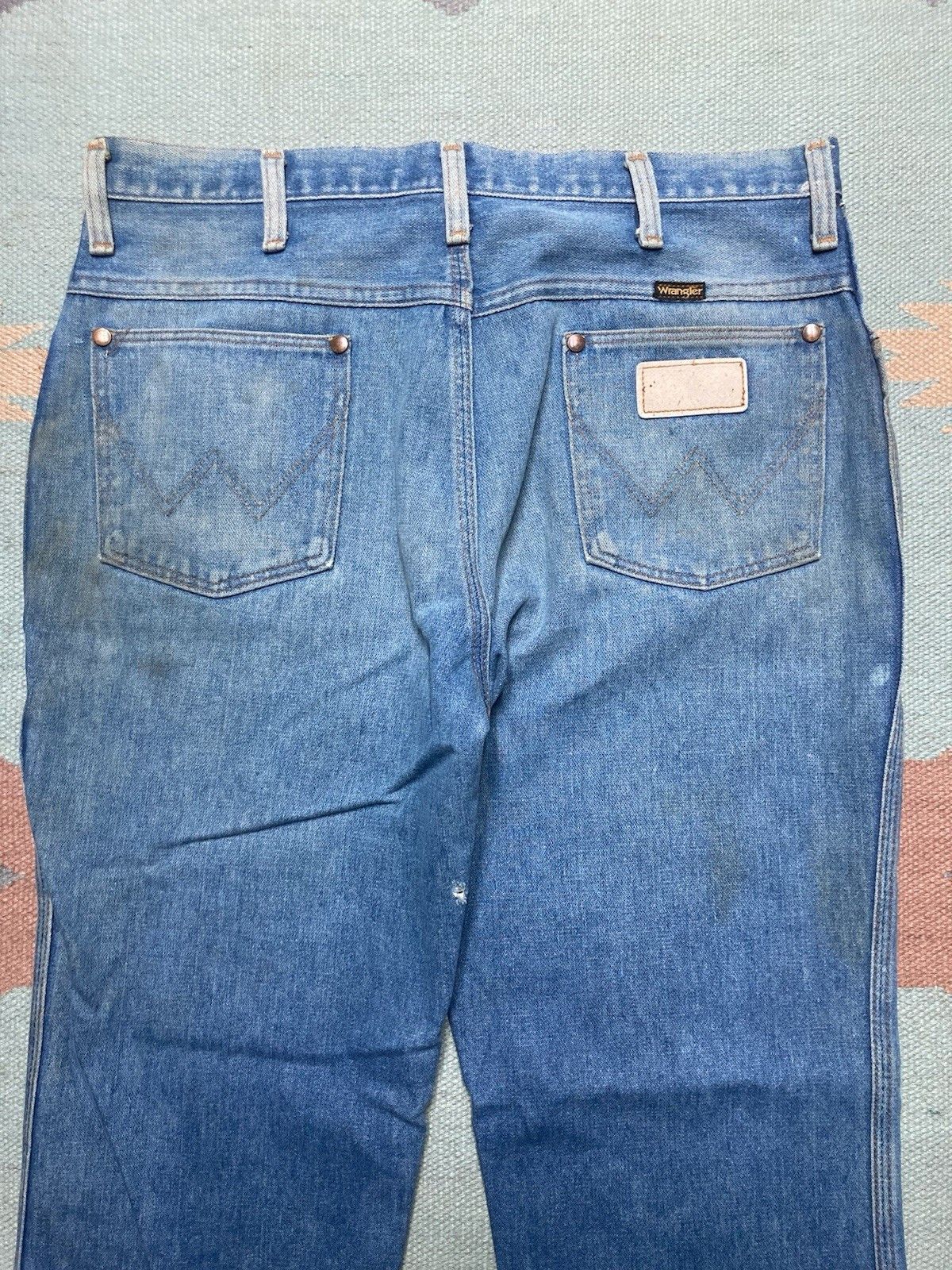 Vintage × Wrangler 70s wrangler jeans faded denim straight leg talon farm 34x28 Size US 34 / EU 50 - 9 Thumbnail