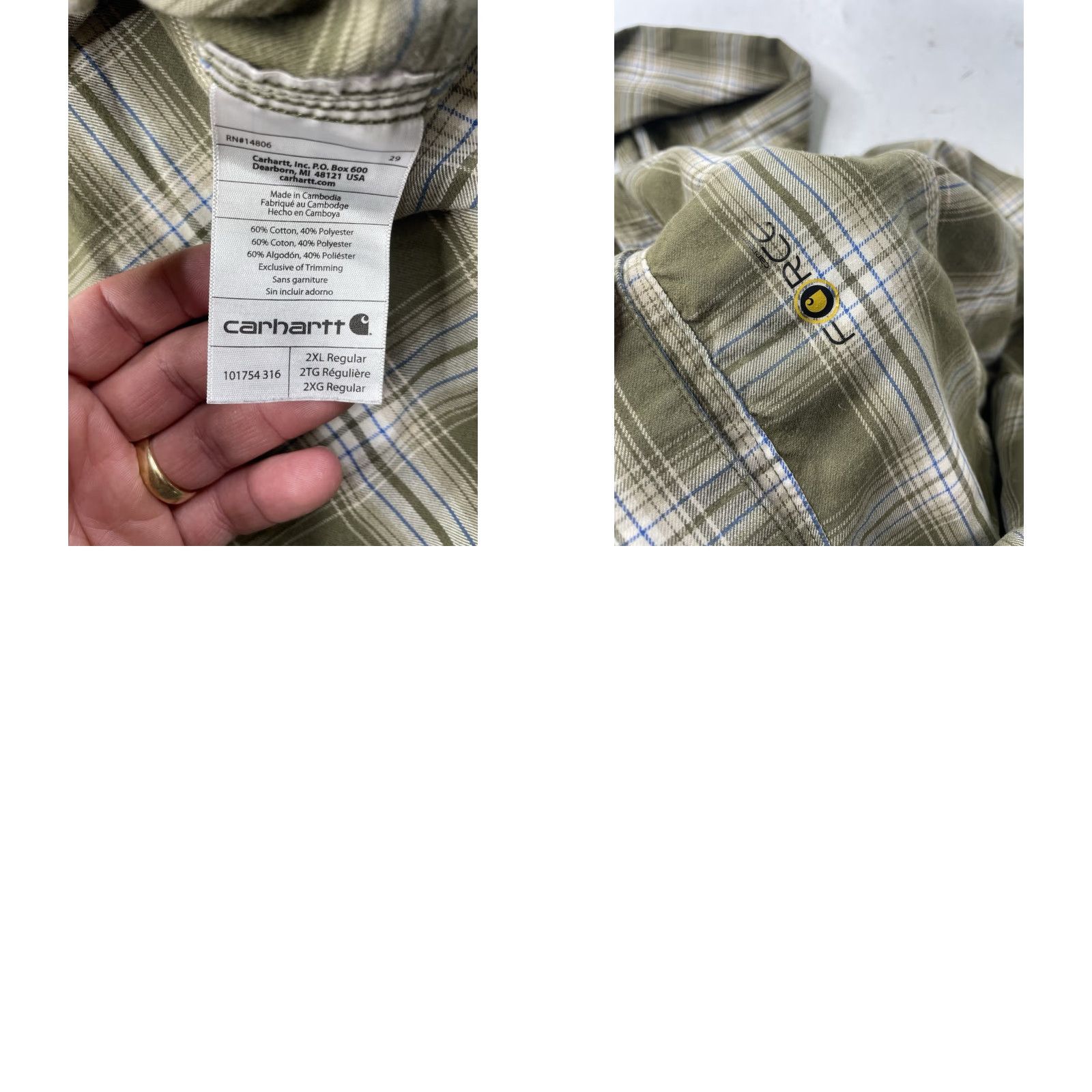 Carhartt Carhartt Force Plaid Shirt Mens 2XL Long Sleeve Button-Up Relaxed Fit Green Size US XXL / EU 58 / 5 - 8 Thumbnail