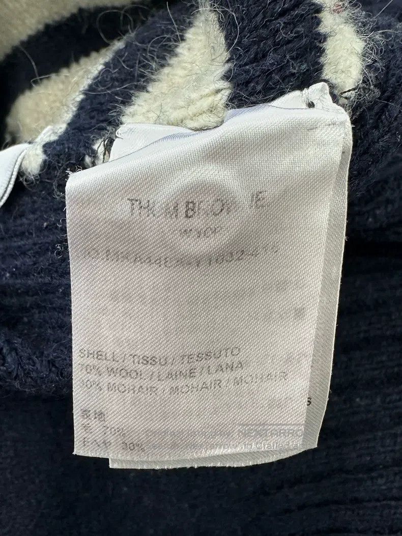 Thom Browne Thom Browne Deep blue classic four-striped mohair knit swe Size US XL / EU 56 / 4 - 4 Thumbnail