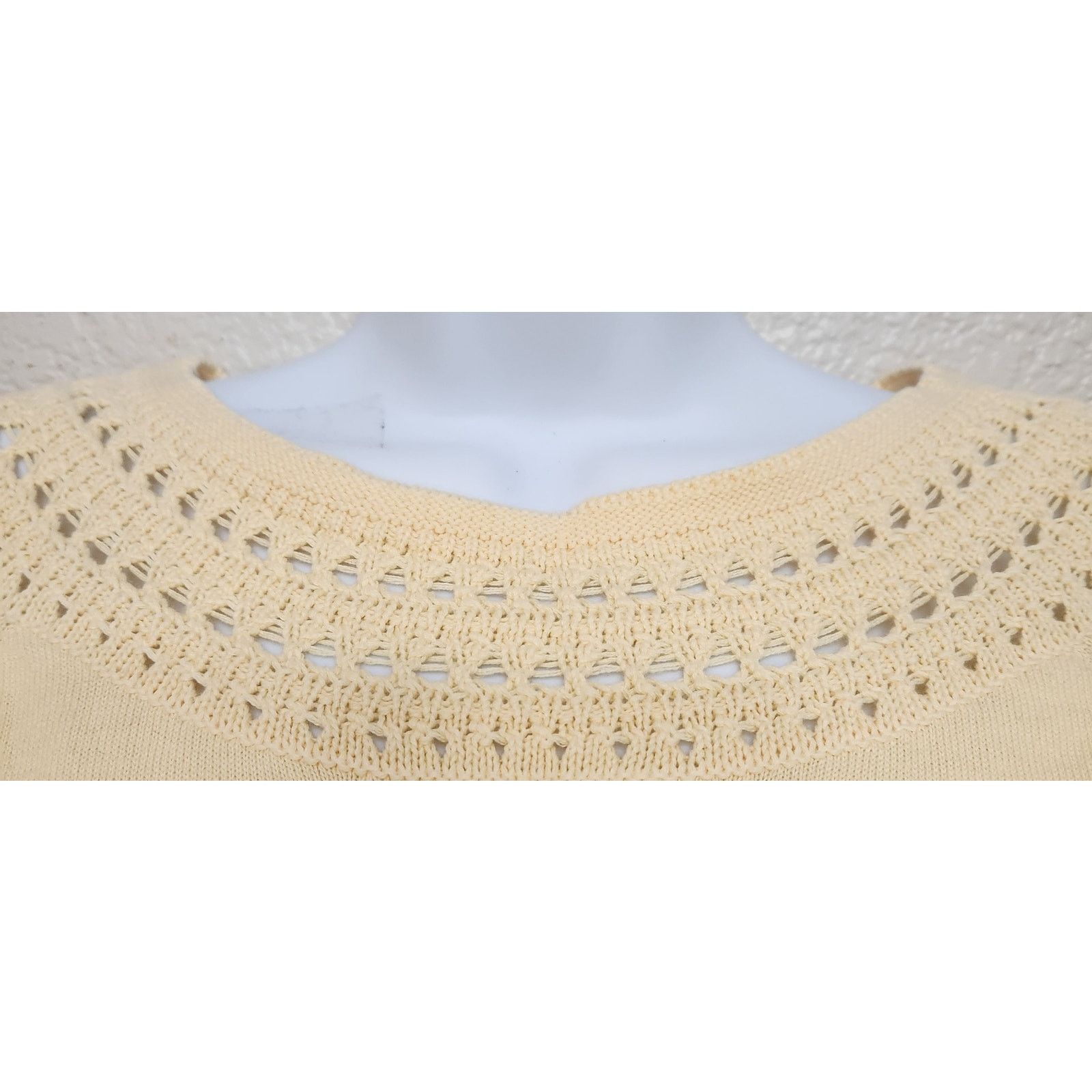 Other Brittany Black Yellow Crochet Round Neck Sweater Top Large Size L / US 10 / IT 46 - 3 Thumbnail