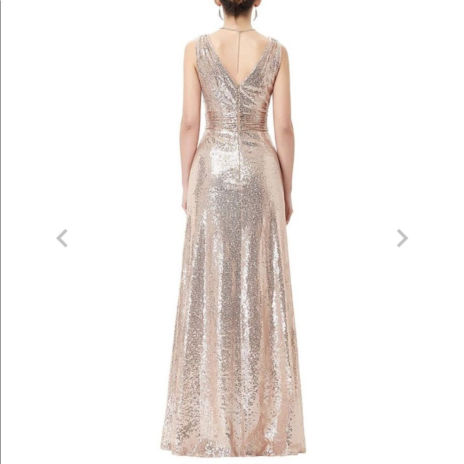 Nordstrom NEW KATE KASIN Pink Rose Gold Sequin Sparkle Maxi Gown Dress Size L / US 10 / IT 46 - 3 Thumbnail
