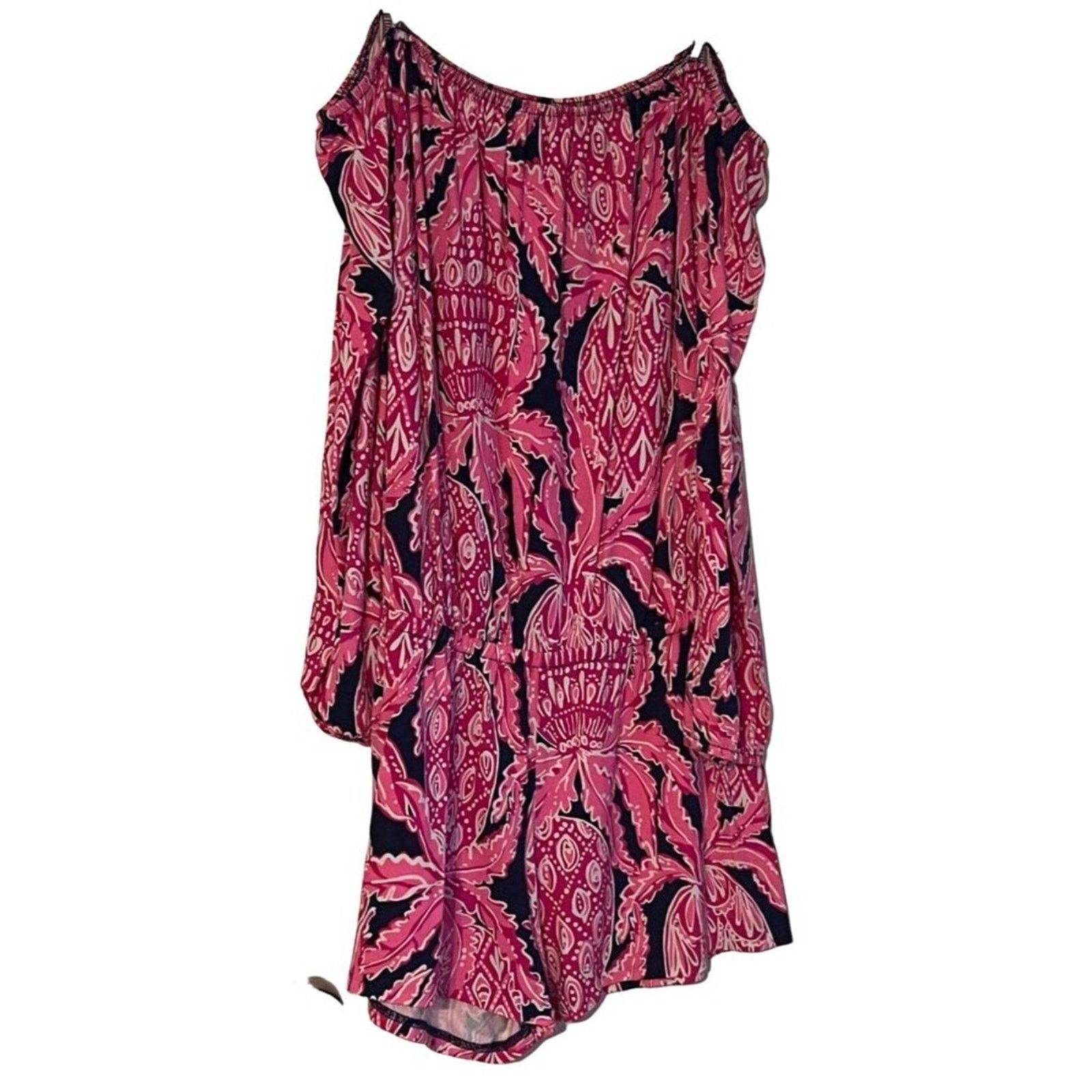 Lilly Pulitzer Lilly Pulitzer Lana Off-The-Shoulder Romper Coco Safari Size 26" / US 2 / IT 38 - 5 Thumbnail