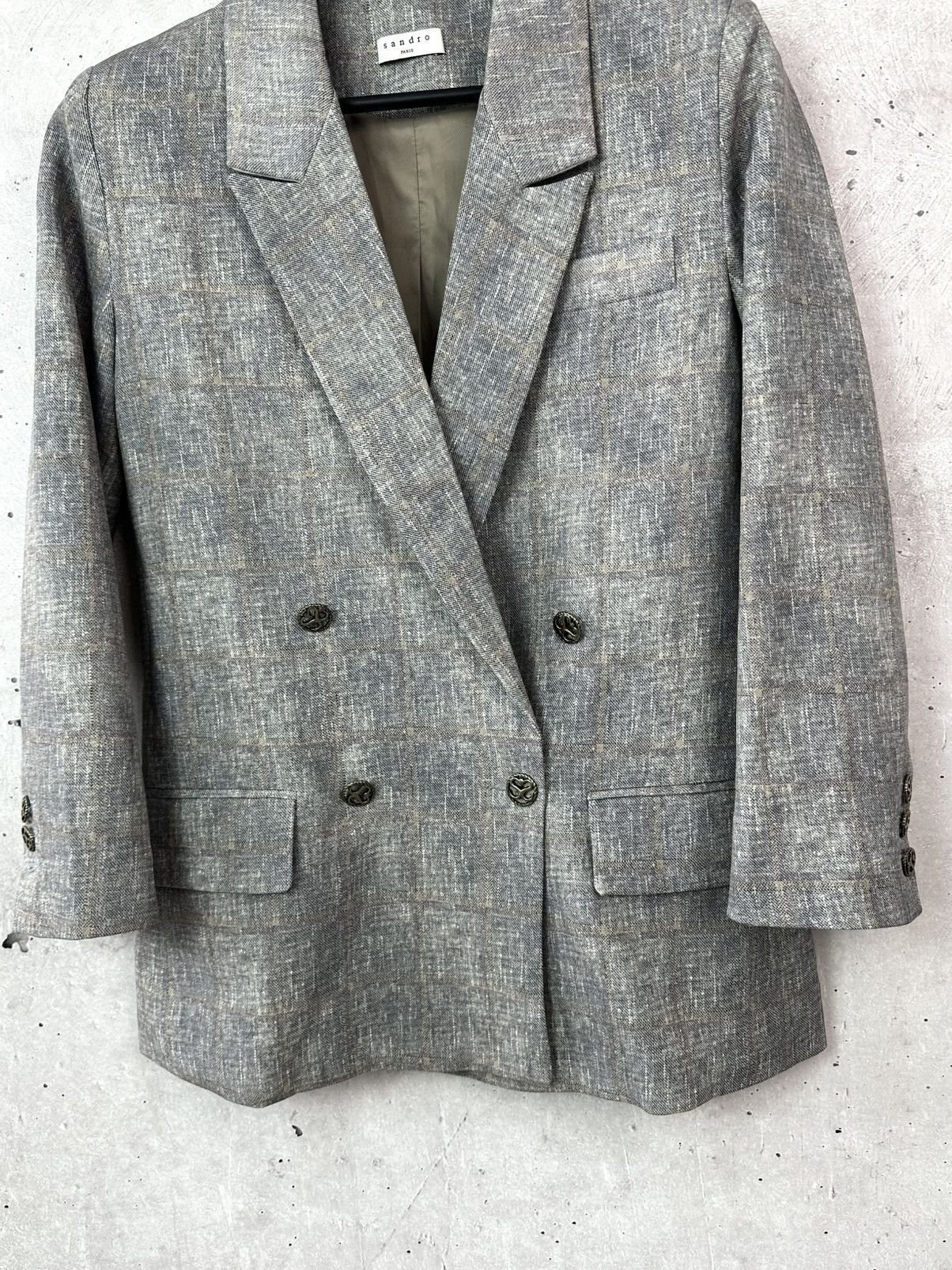 Sandro Sandro Paris Check Cotton Metal Buttons Double-Sided Blazer Size S / US 4 / IT 40 - 8 Thumbnail