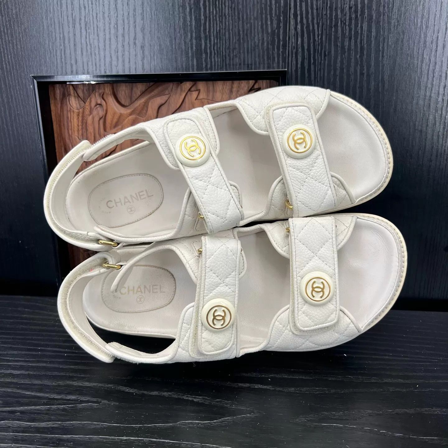 Chanel Chanel Cream Velcro Sandals 37 Size US 6.5 / IT 36.5 - 6 Thumbnail