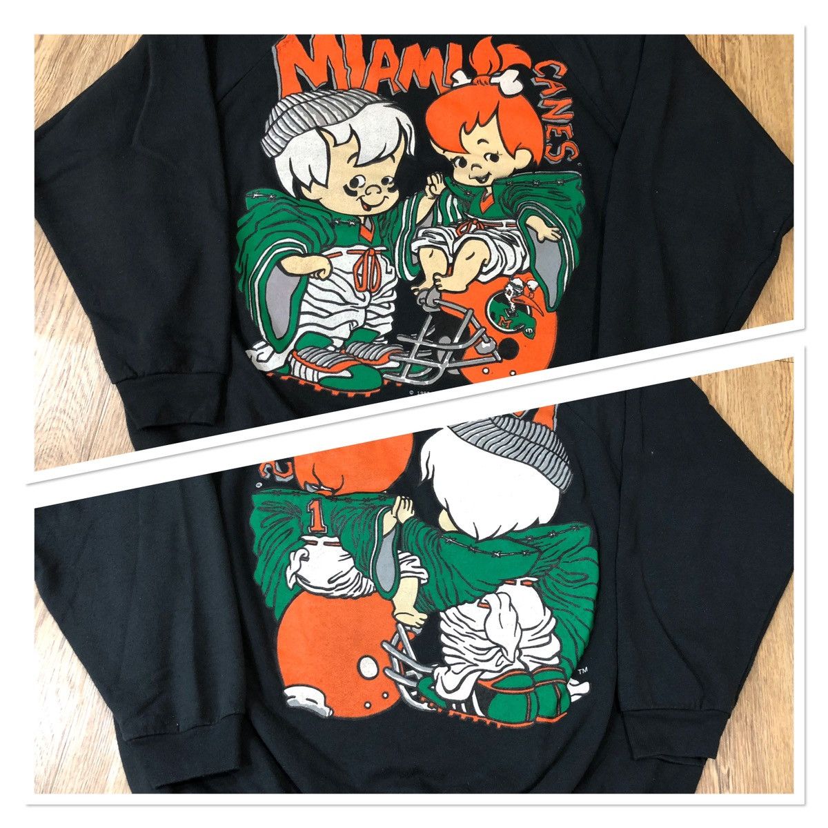 image of American Classics x Nfl Vintage 1992 Miami Hurricanes X The Flinstones Mirror Print in Black (Size 