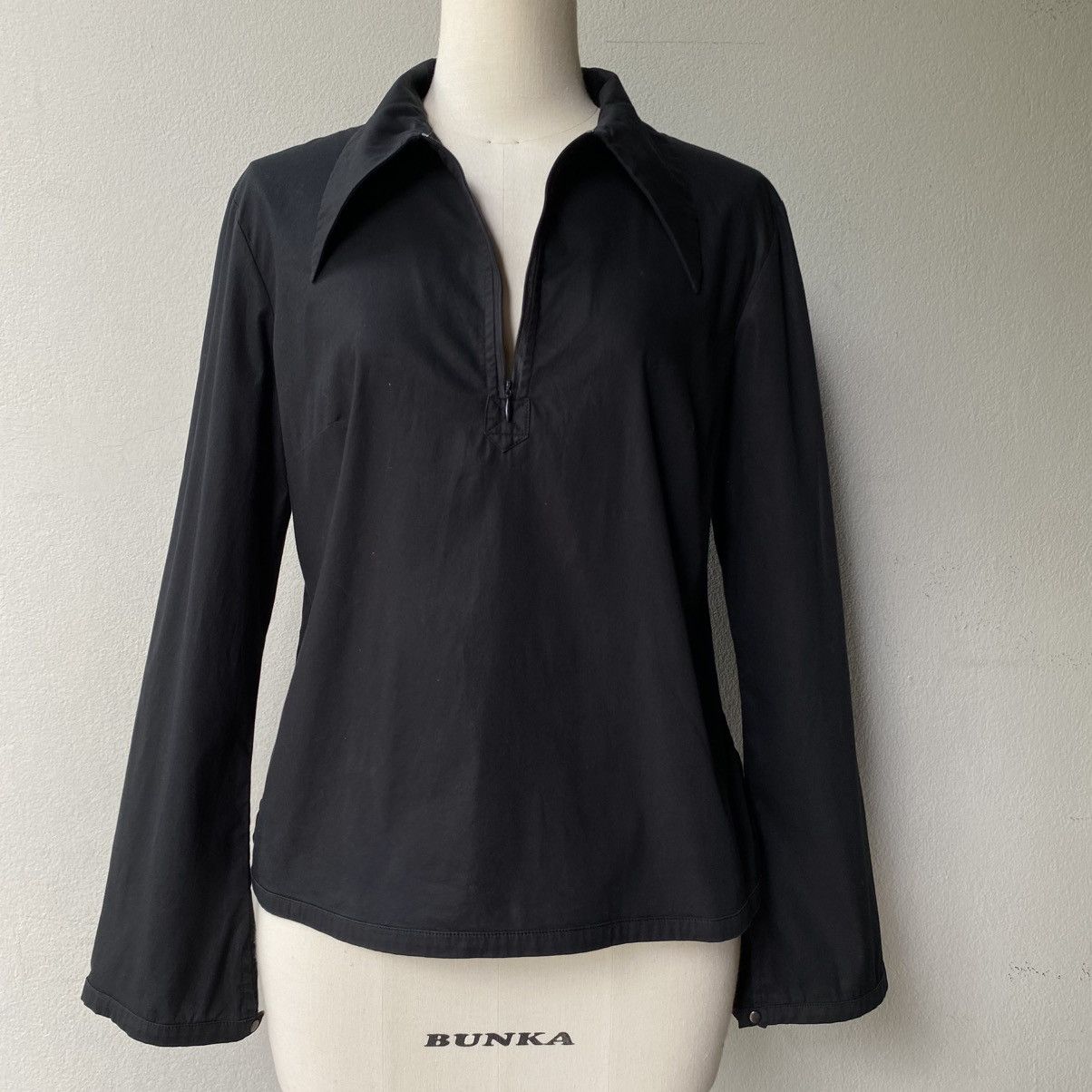 Cop Copine COP. COPINE Black Zip-Collar Blouse Size XS / US 0-2 / IT 36-38 - 7 Thumbnail
