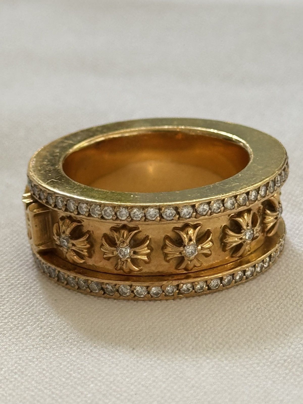 Chrome Hearts 1/1 SPINNING MECHANISM 22K GOLD DIAMOND F*** You RING Size ONE SIZE - 5 Thumbnail
