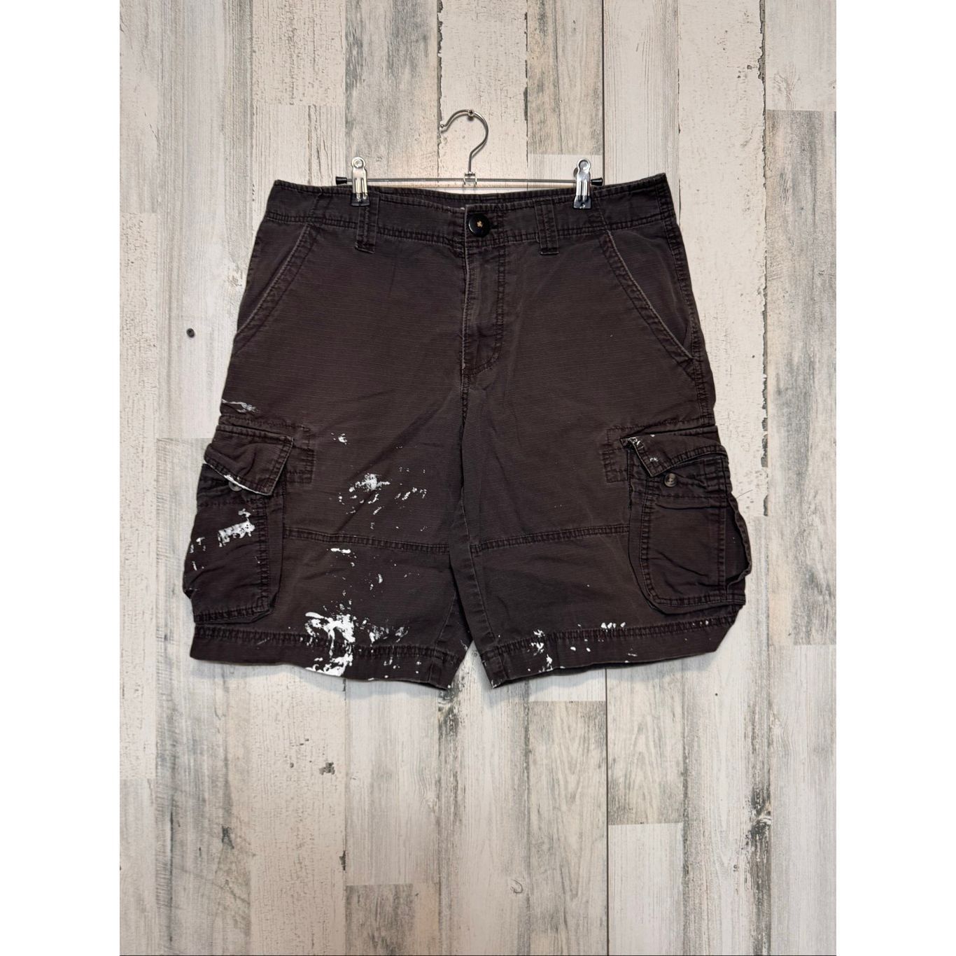 Mossimo Mossimo Supply Co Cargo Shorts Men’s 34 – Brown Workwear Paint Splatter Utility Pockets Size US 34 / EU 50 - 1 Thumbnail