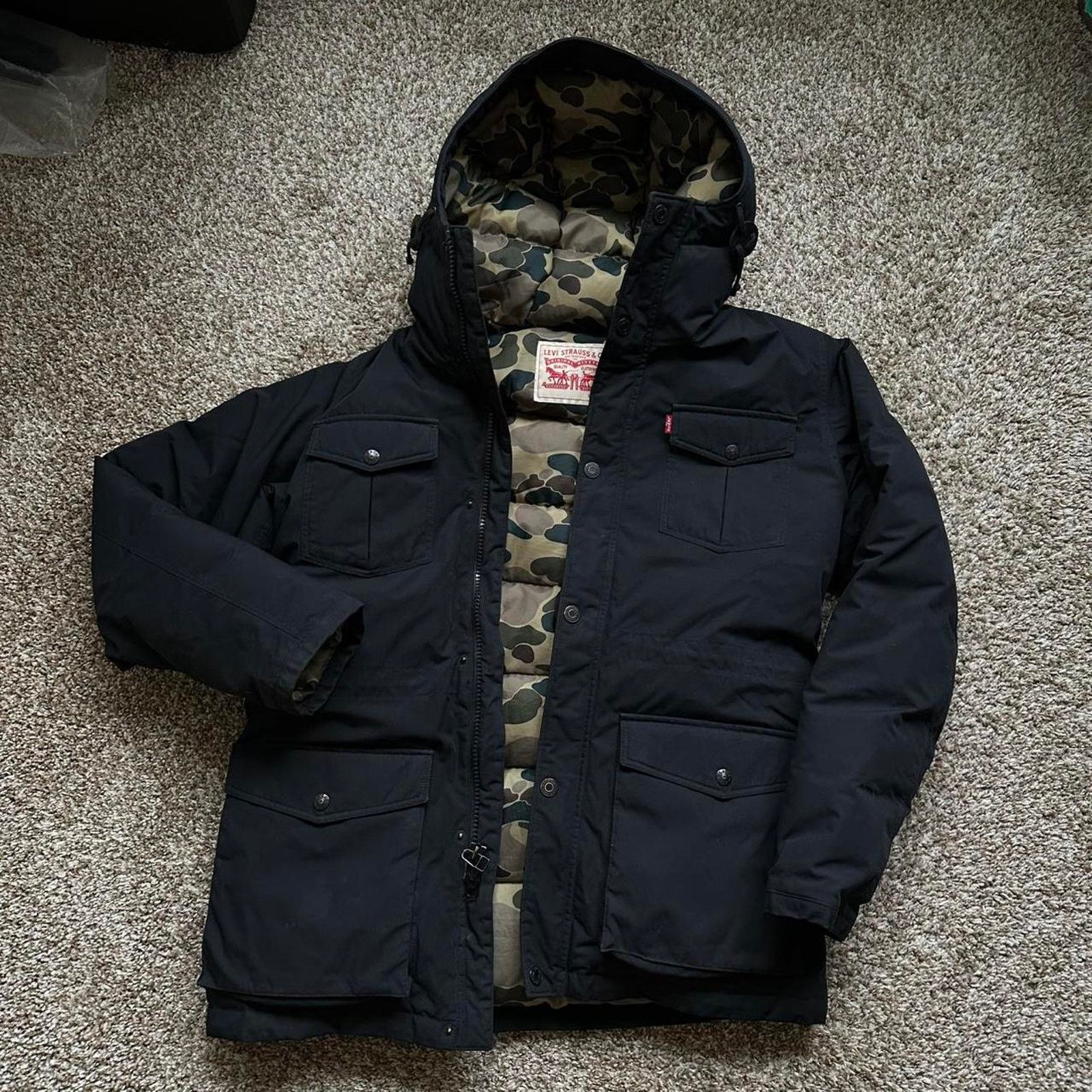 Levi's Rare 00s Levi’s Black Camo Insulated Down Puffer Jacket Coat Size US M / EU 48-50 / 2 - 4 Thumbnail