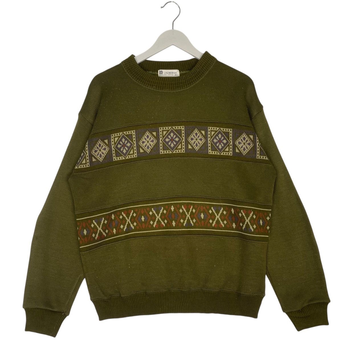 Vintage Lindbergh Big Logo Printed Green Pullover Jumper M