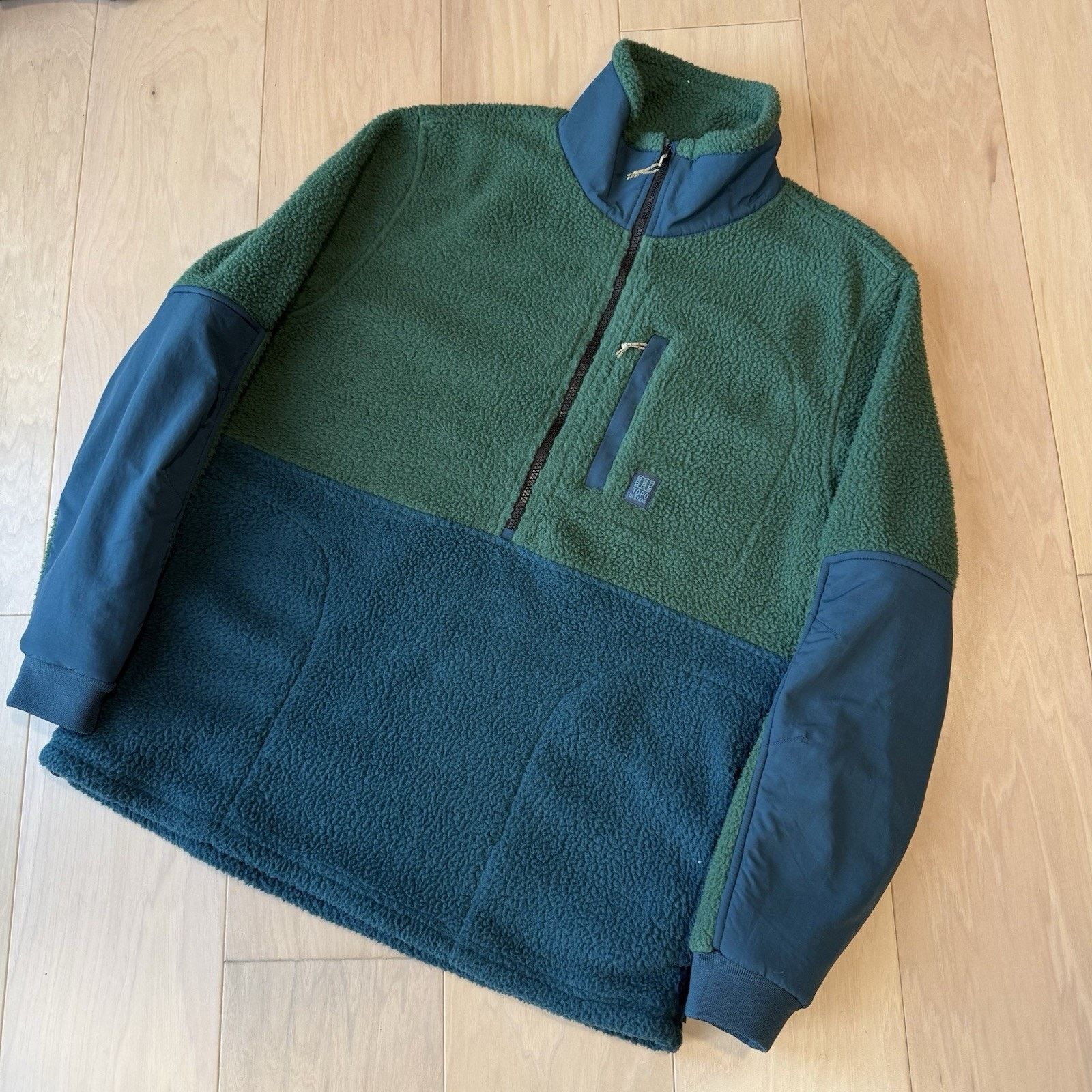 Topo Designs Topo Designs Mountain Fleece Pullover Large Green 1/2 Zip Size US L / EU 52-54 / 3 - 10 Thumbnail