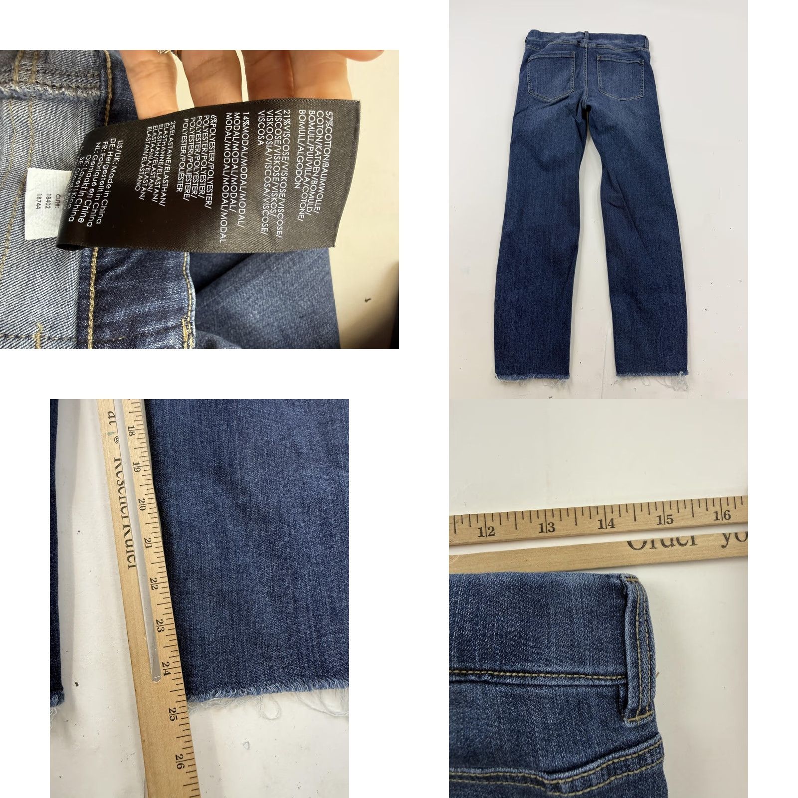 Vintage Liverpool Womens Jeans 8 Blue Medium Wash Cropped Raw Hem Split Leg Stretch Denim 5-Pocket Womens Clothing Boys? Size 30" / US 8 / IT 44 - 8 Thumbnail
