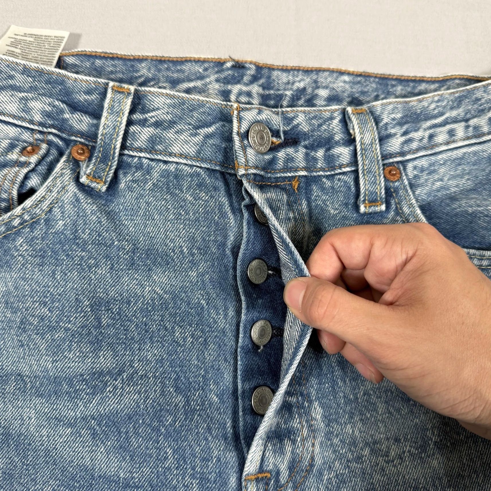 Levi's Levi's 501 Jeans Mens 33x34 Acid Wash Blue Straight Fit Denim Pants Western Work Size US 33 - 3 Thumbnail