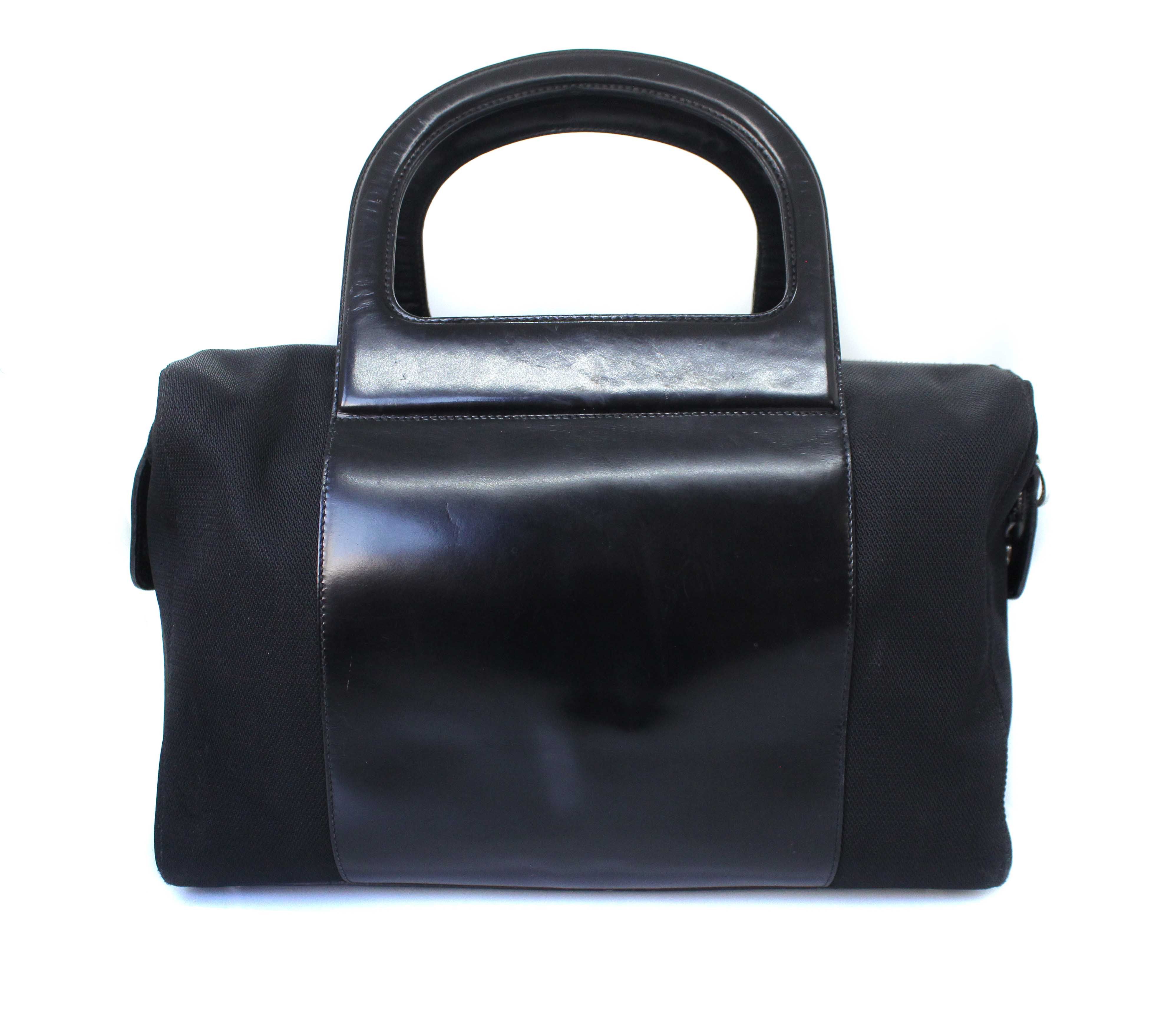 Salvatore Ferragamo 00S Logo Leather Cotton Hand Bag Vintage Size ONE SIZE - 5 Thumbnail