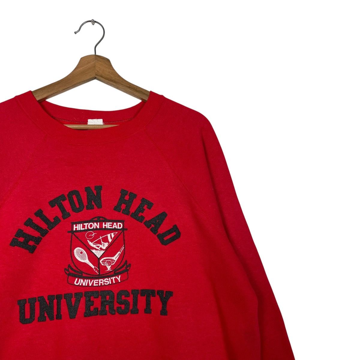 Vintage Vtg 80s Hilton Head University Crewneck Red Sweatshirt Size US L / EU 52-54 / 3 - 5 Thumbnail