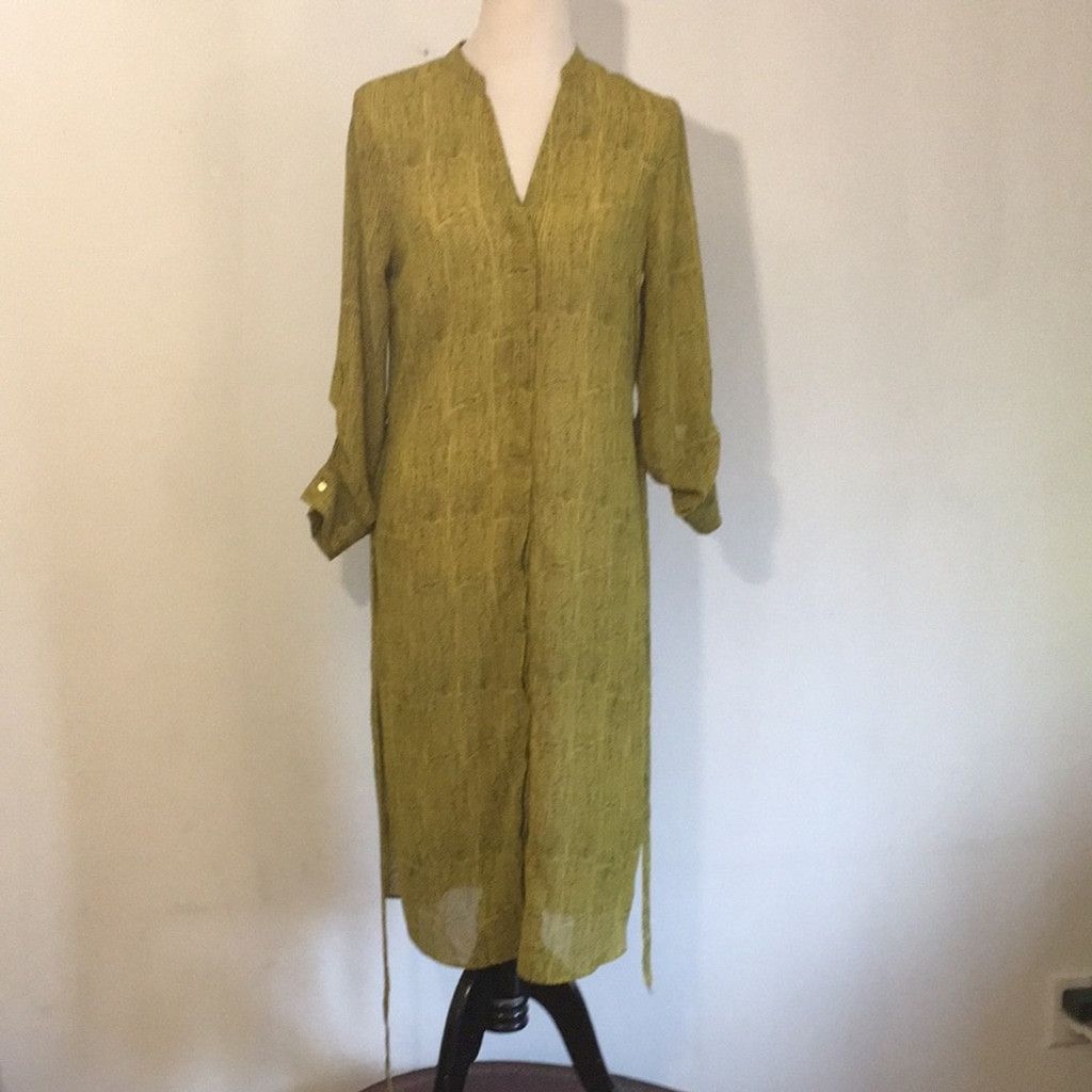 H&M H&M Neon Khaki Shirt Dress: Size 10 Size L / US 10 / IT 46 - 7 Thumbnail