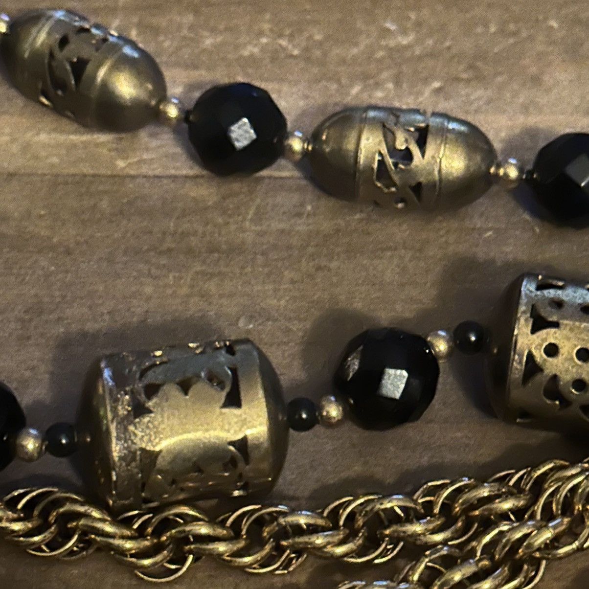 Vintage Vintage multi strand rope chain and black glass bead necklac Size ONE SIZE - 3 Thumbnail