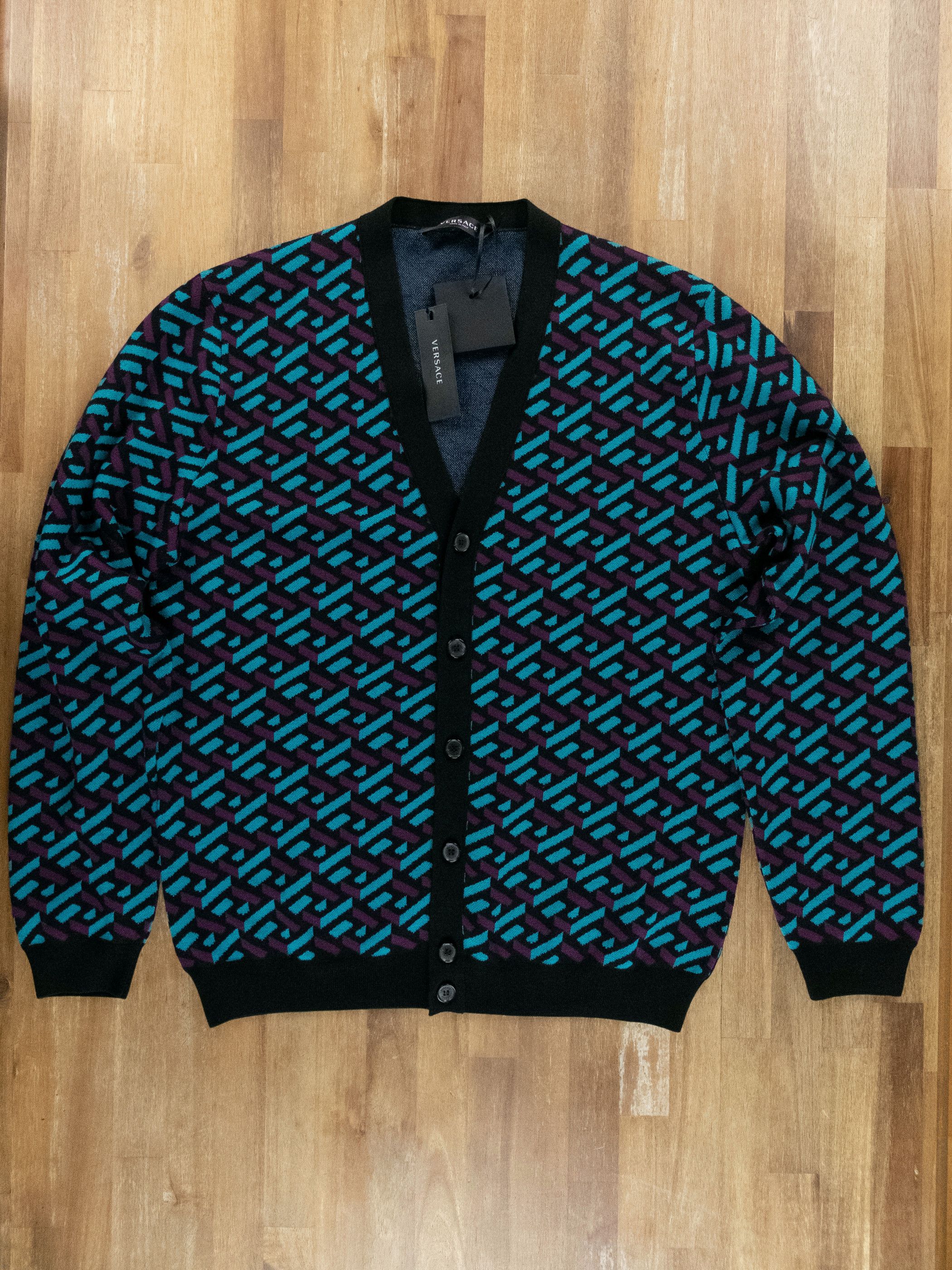 Versace VERSACE La Greca knit black wool cardigan sweater Large Size US L / EU 52-54 / 3 - 4 Thumbnail
